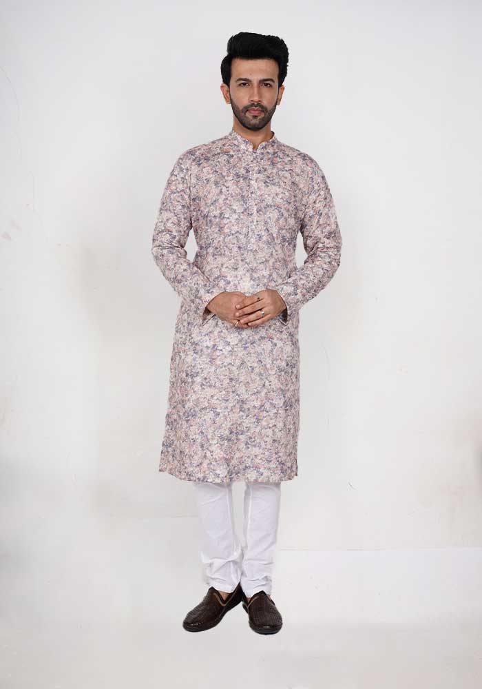 Lilac Multi-colour cotton Kurta