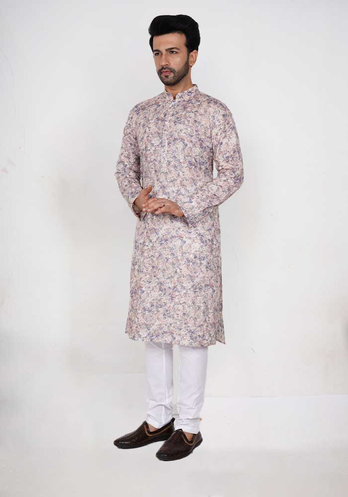 Lilac Multi-colour cotton Kurta