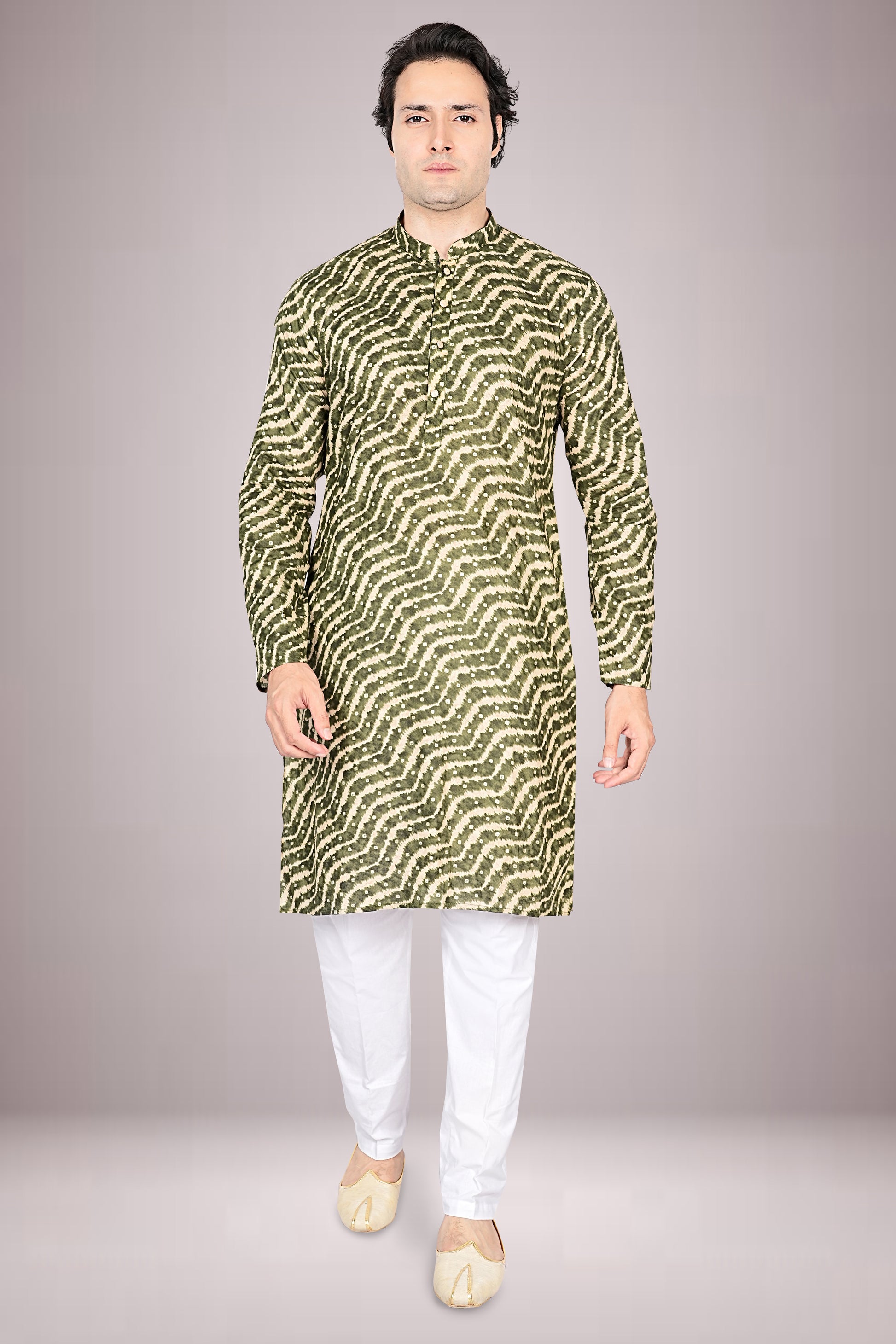 "Light & Breezy Lehariya Bandhani Printed Kurta for Festive Celebrations"
