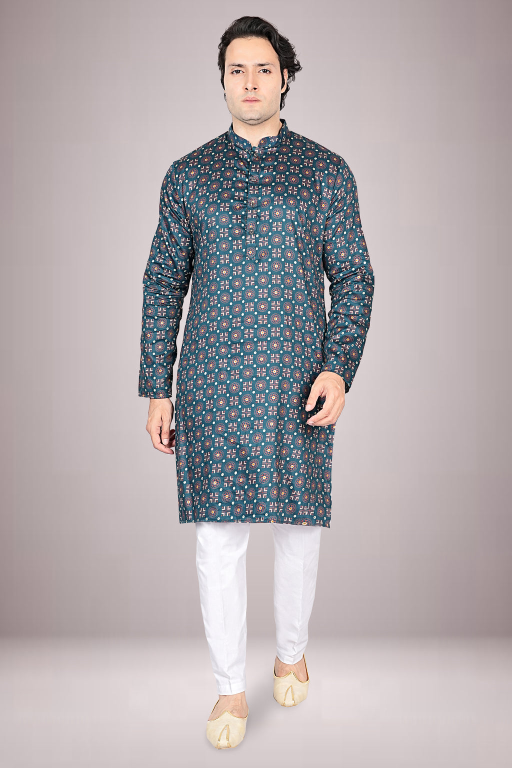 "Dual-Purpose Ajarkh Print Cotton Kurta for Work to Worship"