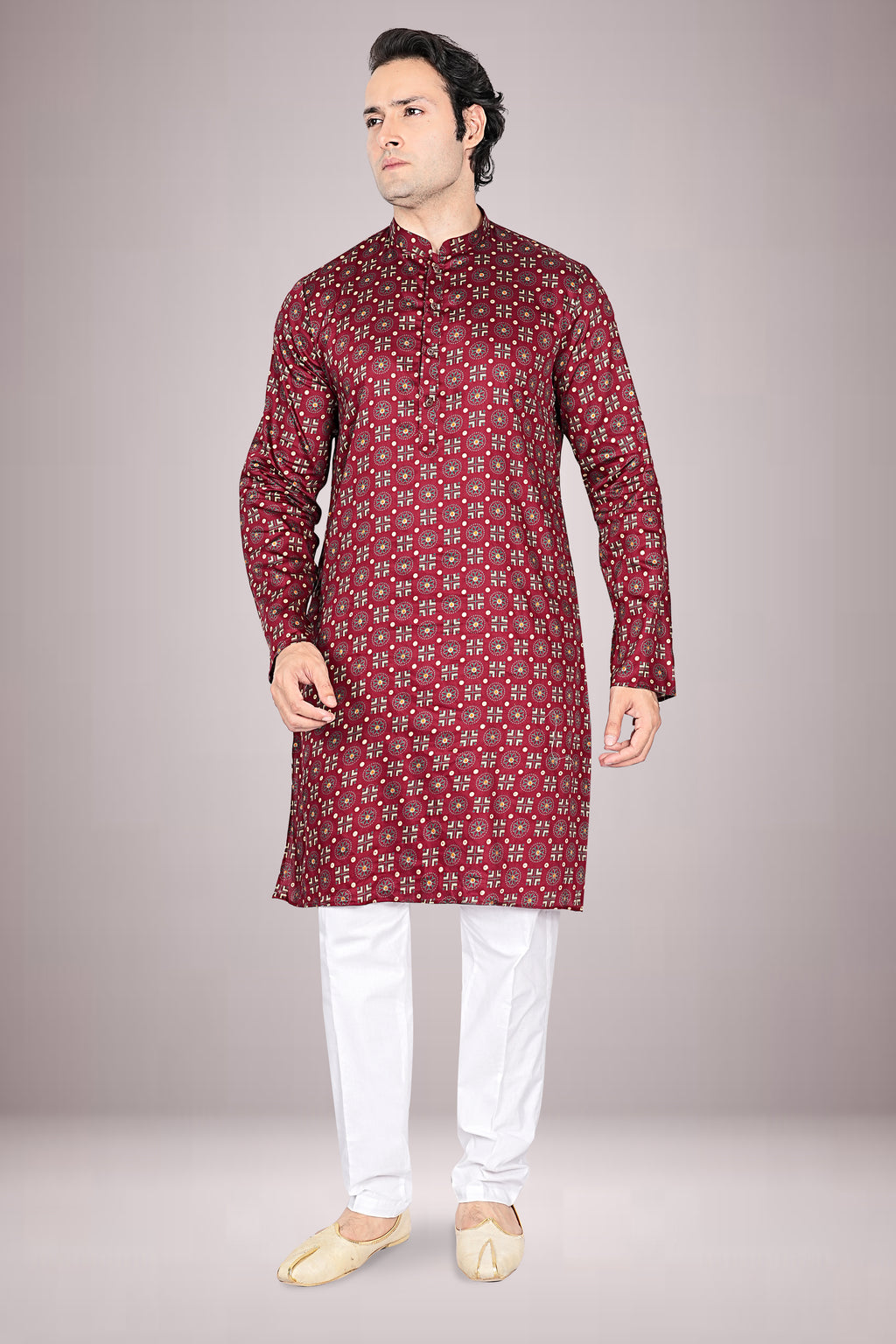 "Ethnic Ajrakh Print Kurta for Diwali Puja & Casual Evenings"