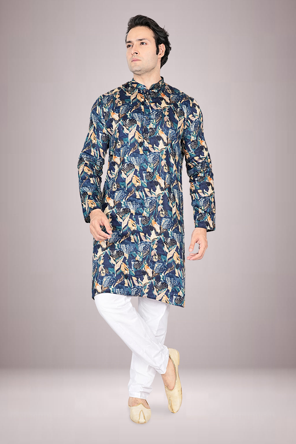 "Simple Yet Stylish Artistic Floral Kurta for Daily Rituals"