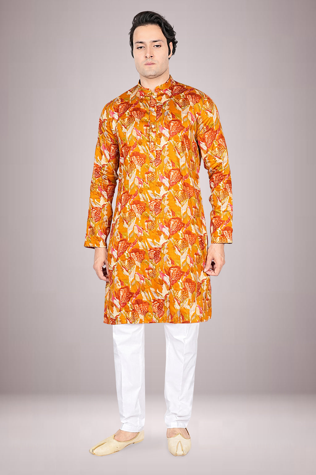 "Day to festive Night Abstract Floral Kurta in Vibrant Cotton Print"