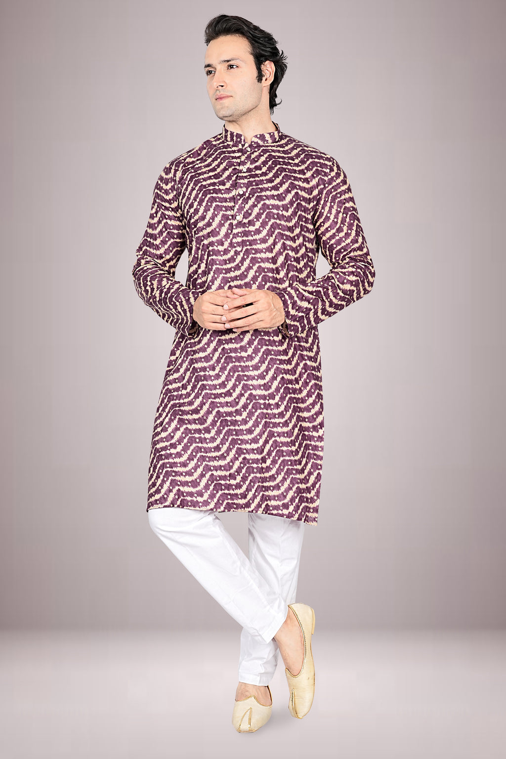 "Elegant Lehariya Bandhani Printed Kurta for Workday to Worship"