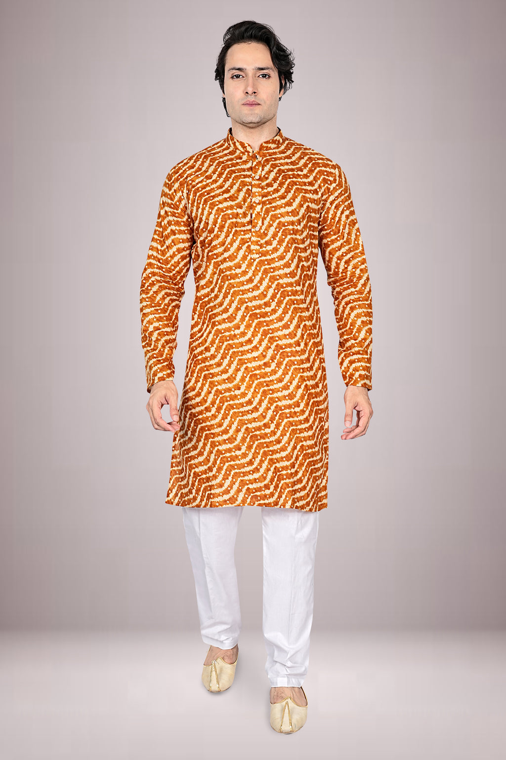 "Breathable Lehariya Bandhani Cotton Kurta for Everyday Elegance"