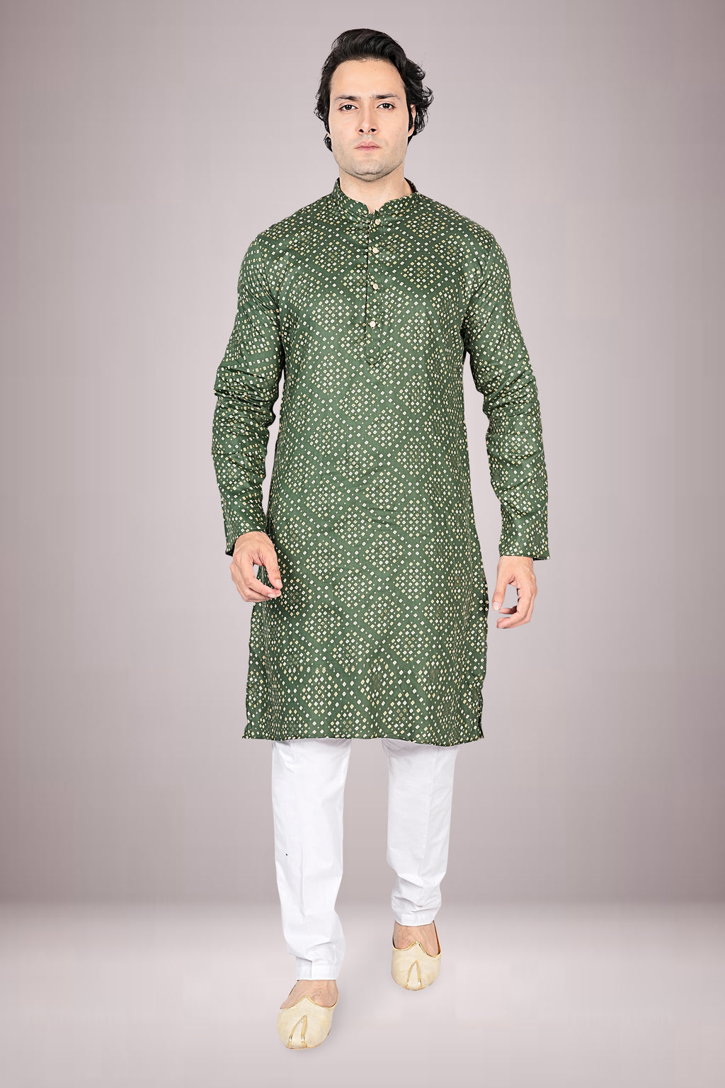 "Men's Bandhani Kurta in Pure Cotton - Traditional Yet Modern"