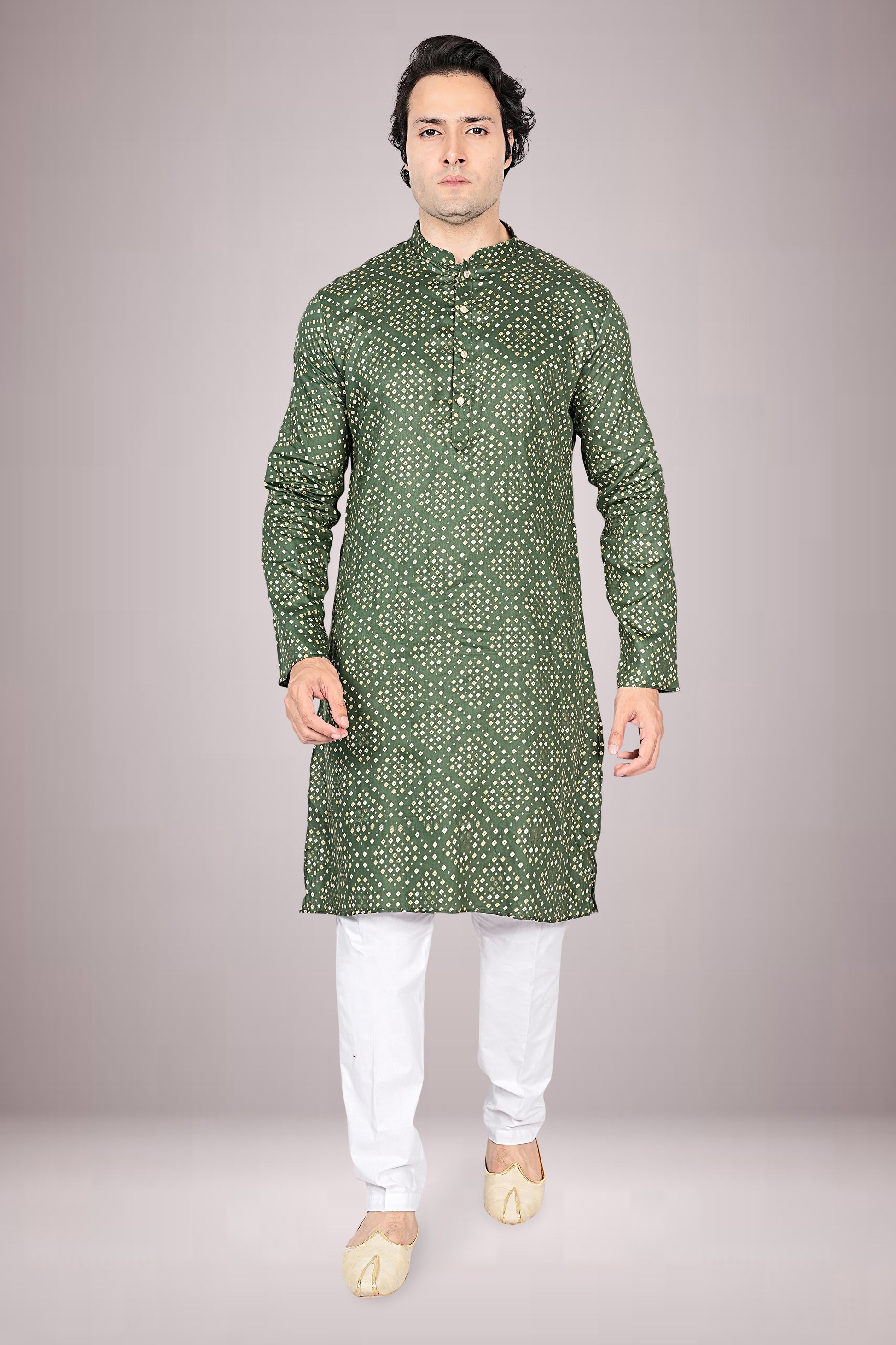 "Men's Bandhani Kurta in Pure Cotton - Traditional Yet Modern"