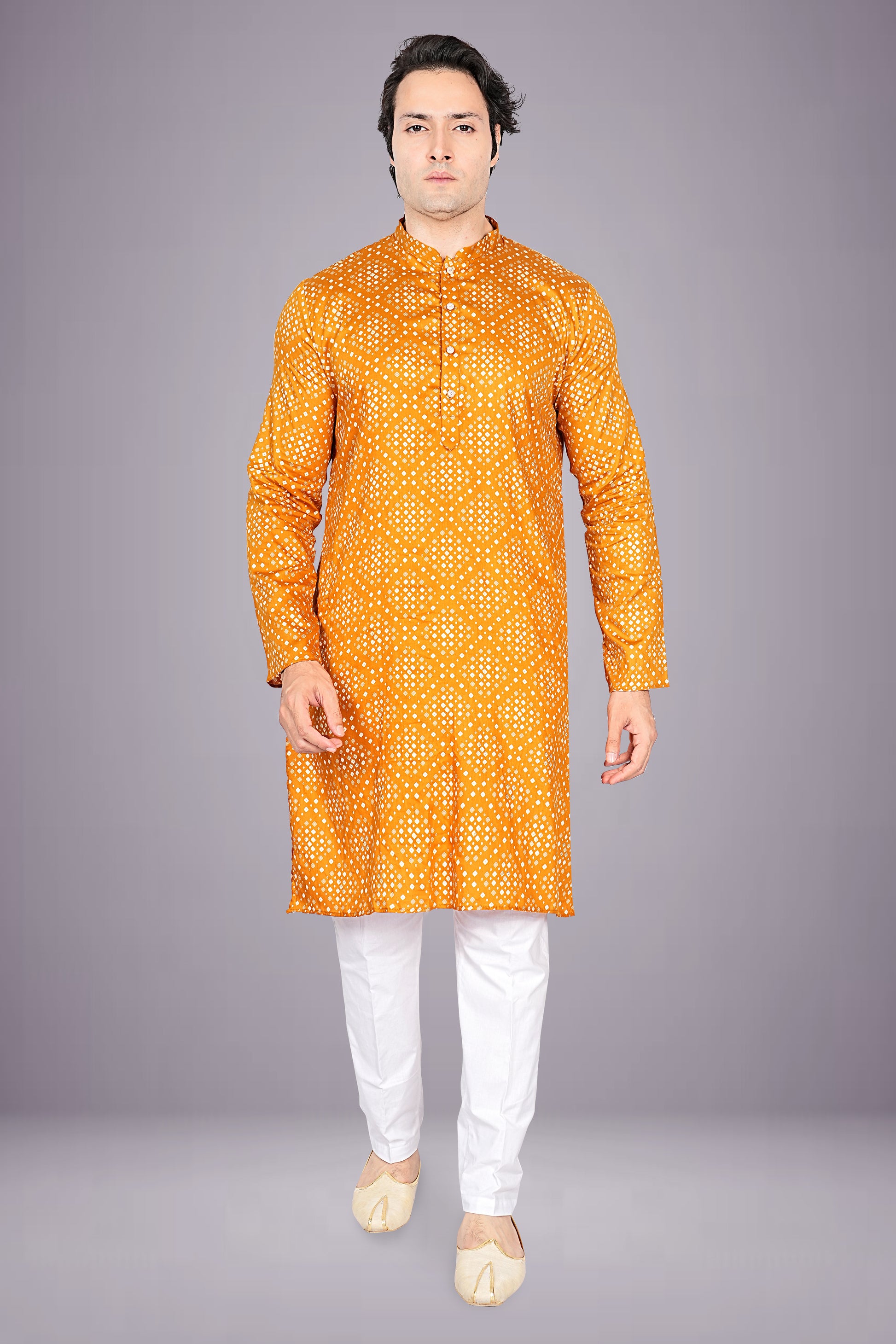 "Elegant Men's Bandhani Cotton Kurta for Diwali, Navratri & More"