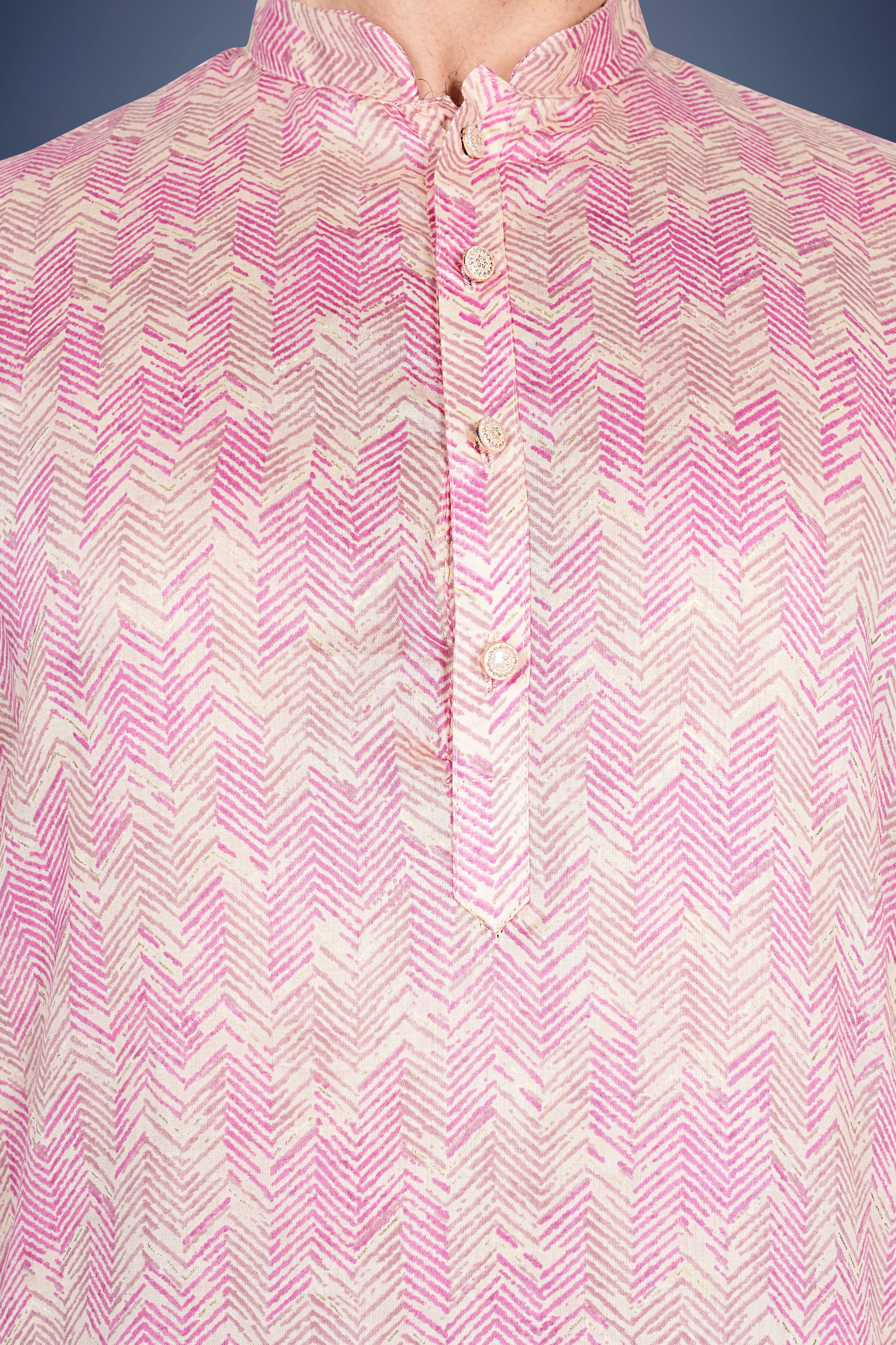 "Everyday Comfort Chevron Print Cotton Kurta with Festive Flair"