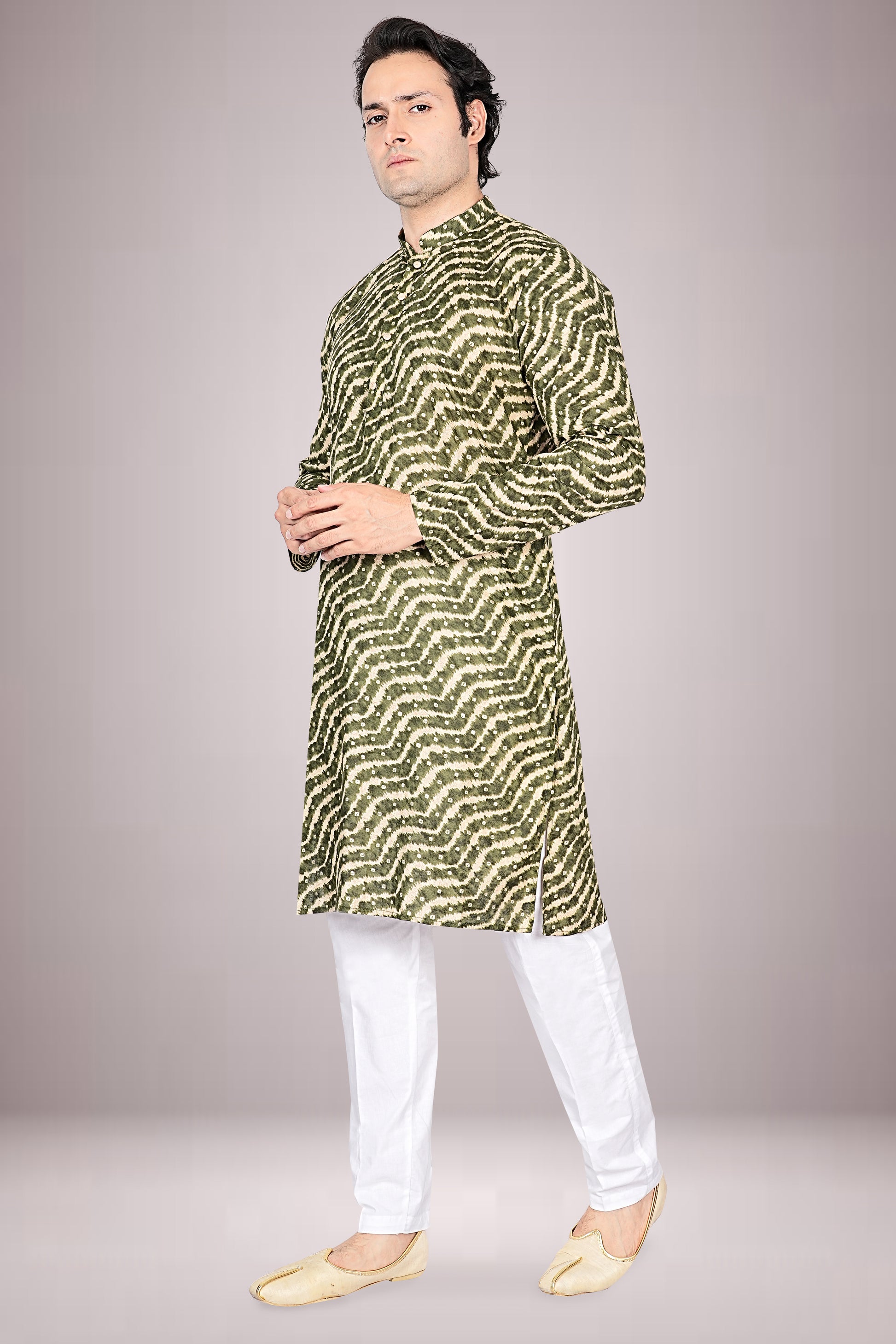 "Light & Breezy Lehariya Bandhani Printed Kurta for Festive Celebrations"