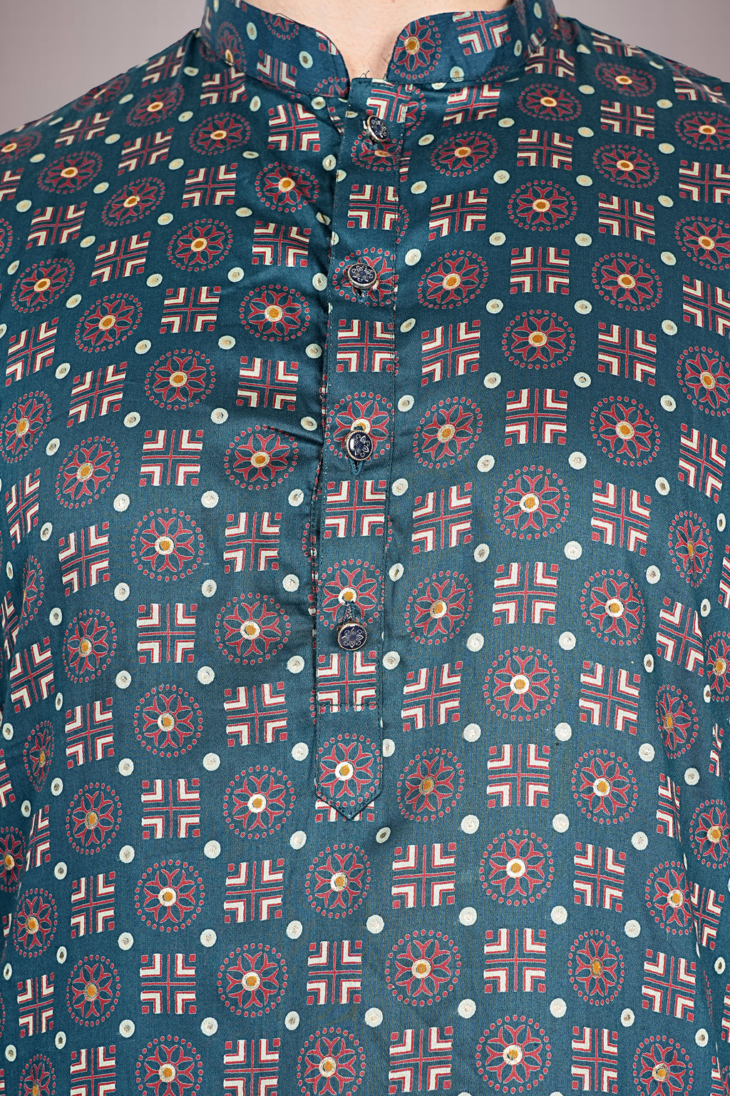 "Dual-Purpose Ajarkh Print Cotton Kurta for Work to Worship"