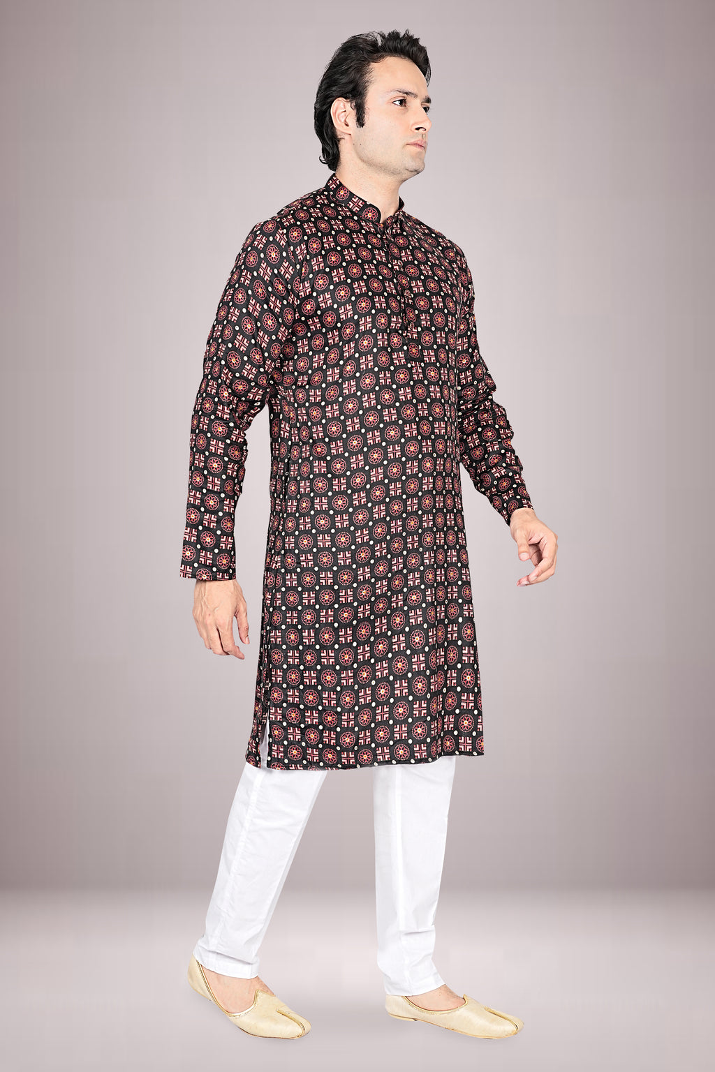 "Artistic Ajrakh Print Cotton Kurta for Navratri Nights"