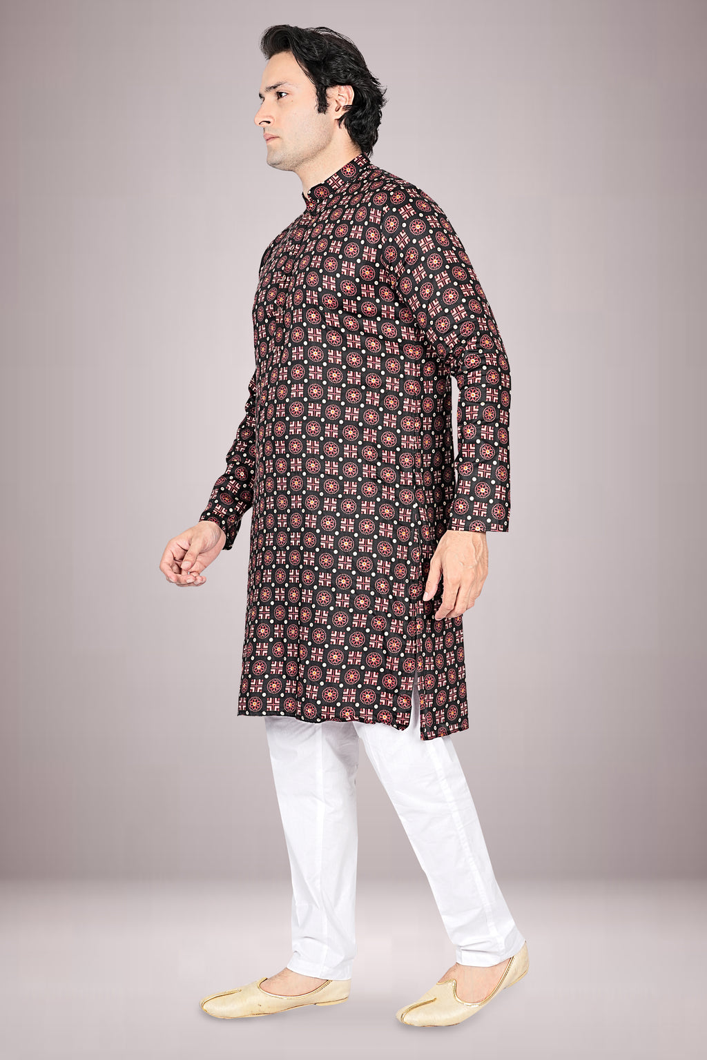 "Artistic Ajrakh Print Cotton Kurta for Navratri Nights"