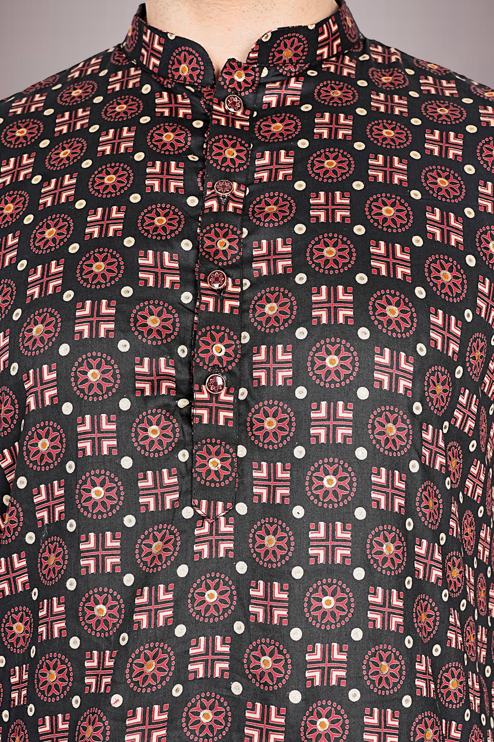 "Artistic Ajrakh Print Cotton Kurta for Navratri Nights"