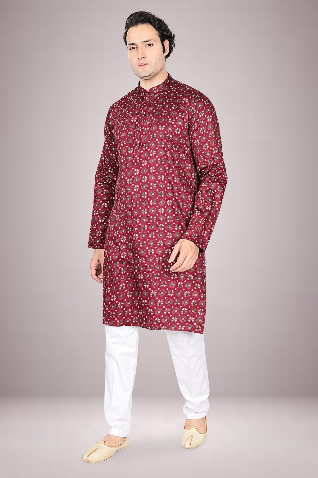 "Ethnic Ajrakh Print Kurta for Diwali Puja & Casual Evenings"