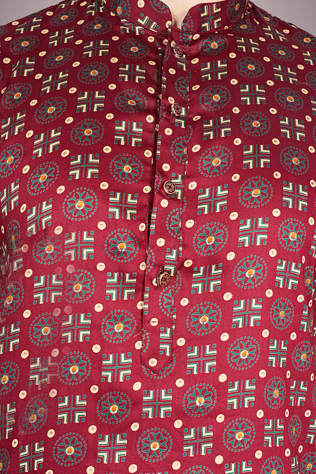 "Ethnic Ajrakh Print Kurta for Diwali Puja & Casual Evenings"