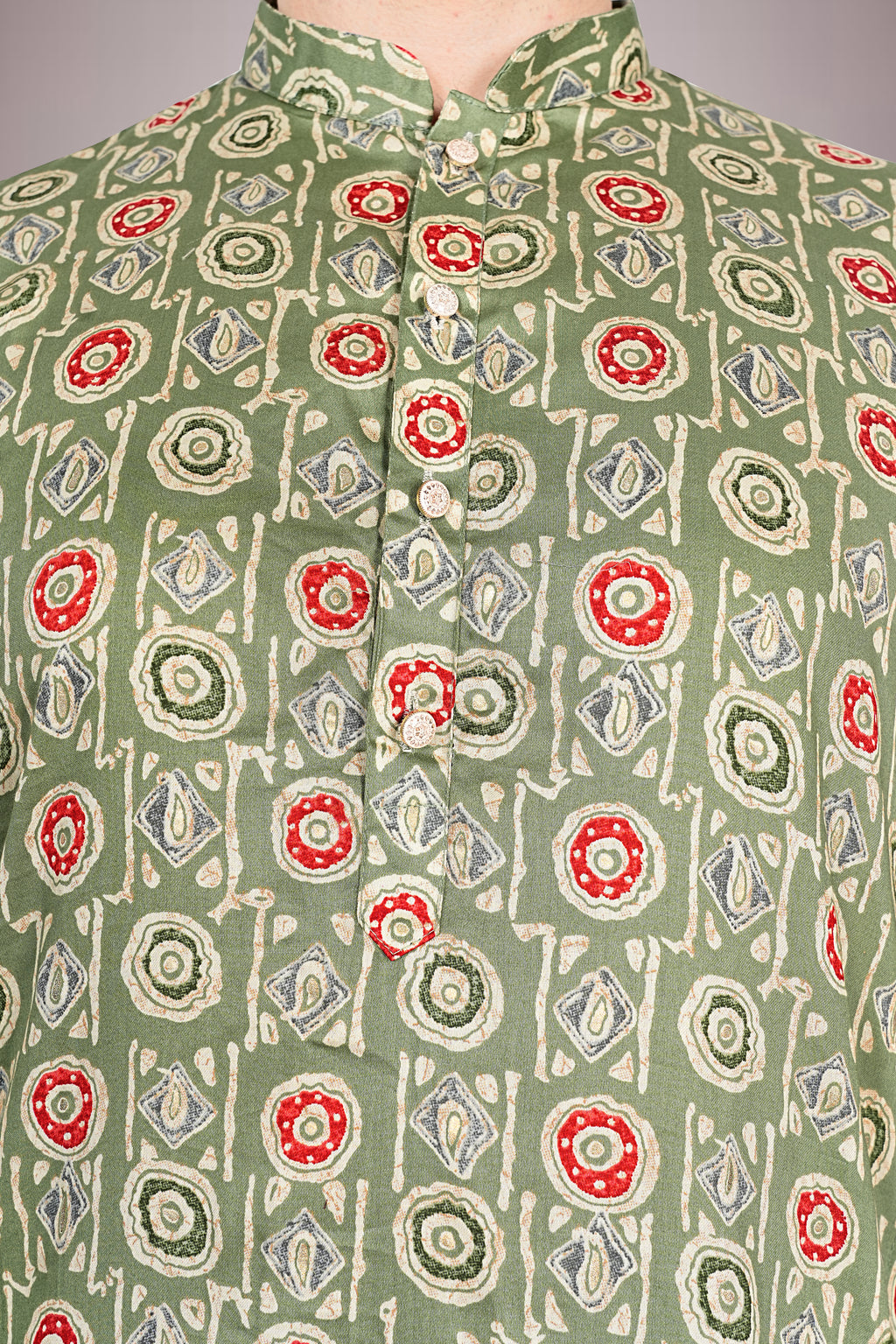 "Printed Cotton Kurta with Traditional Bandhani Motifs"