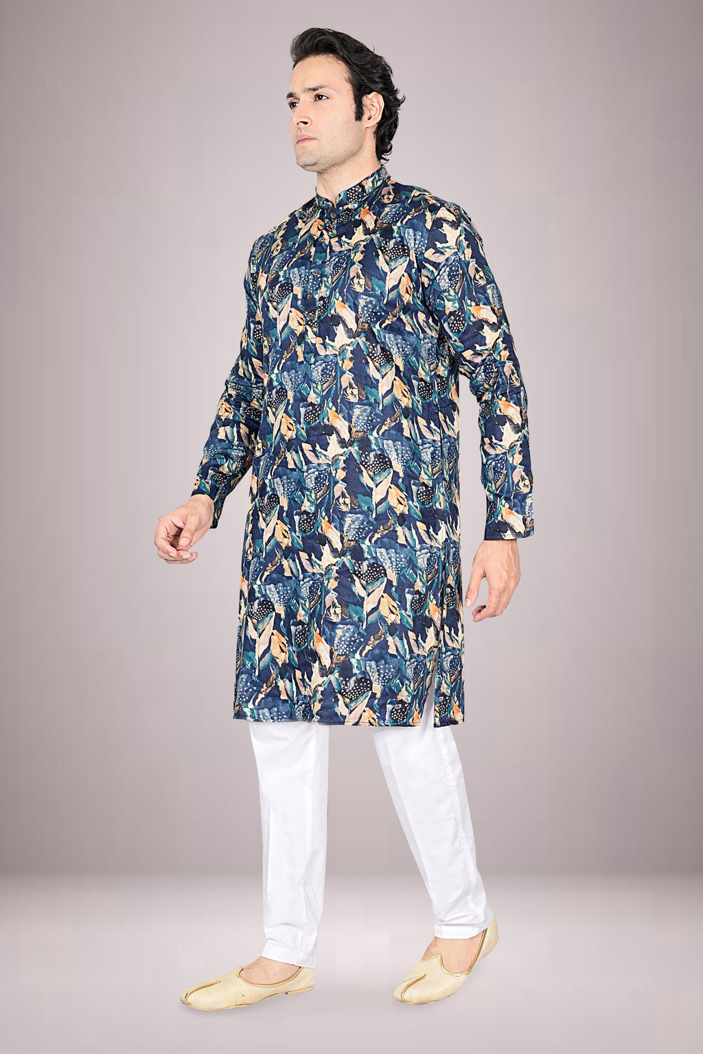 "Simple Yet Stylish Artistic Floral Kurta for Daily Rituals"