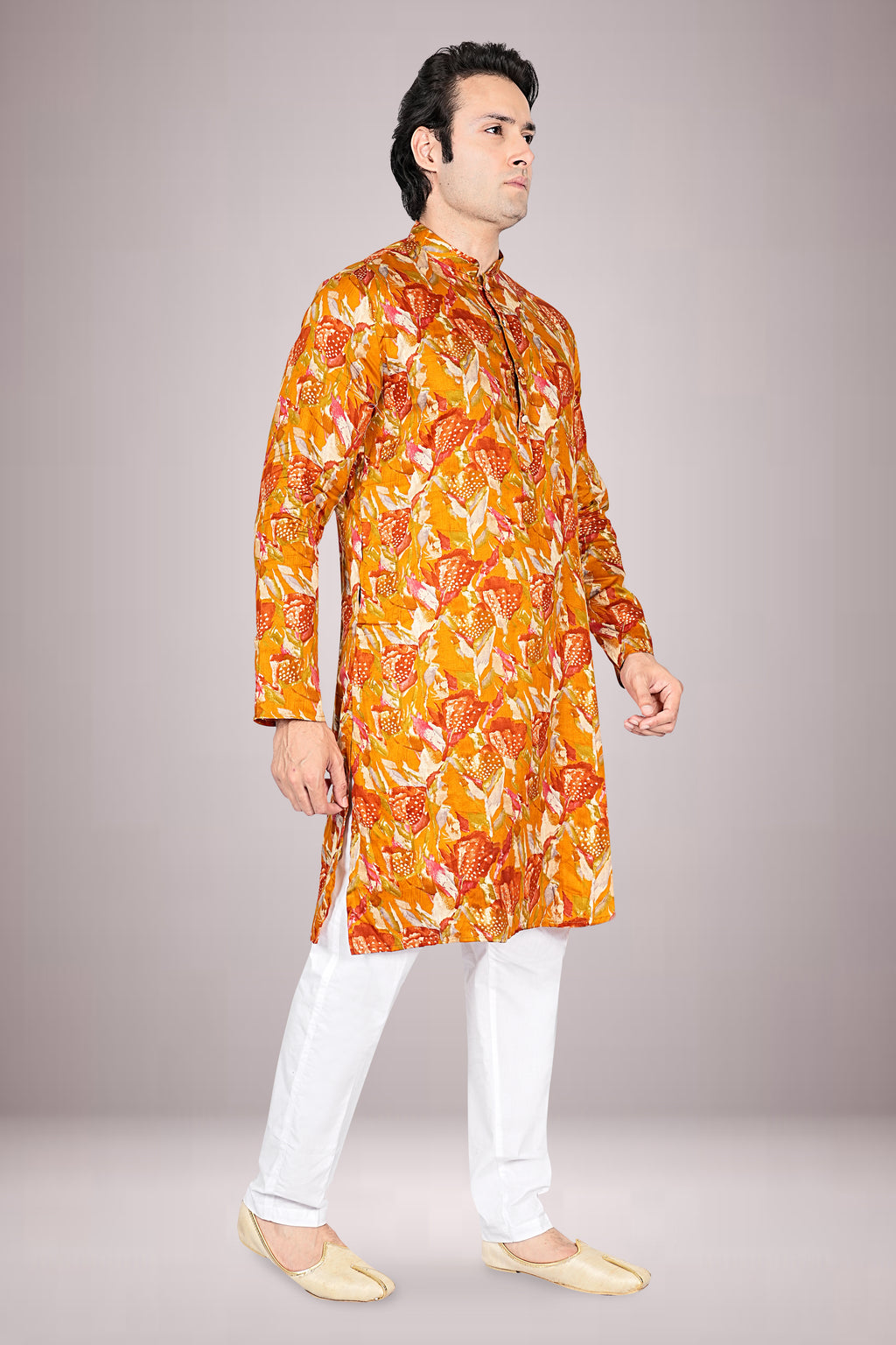 "Day to festive Night Abstract Floral Kurta in Vibrant Cotton Print"