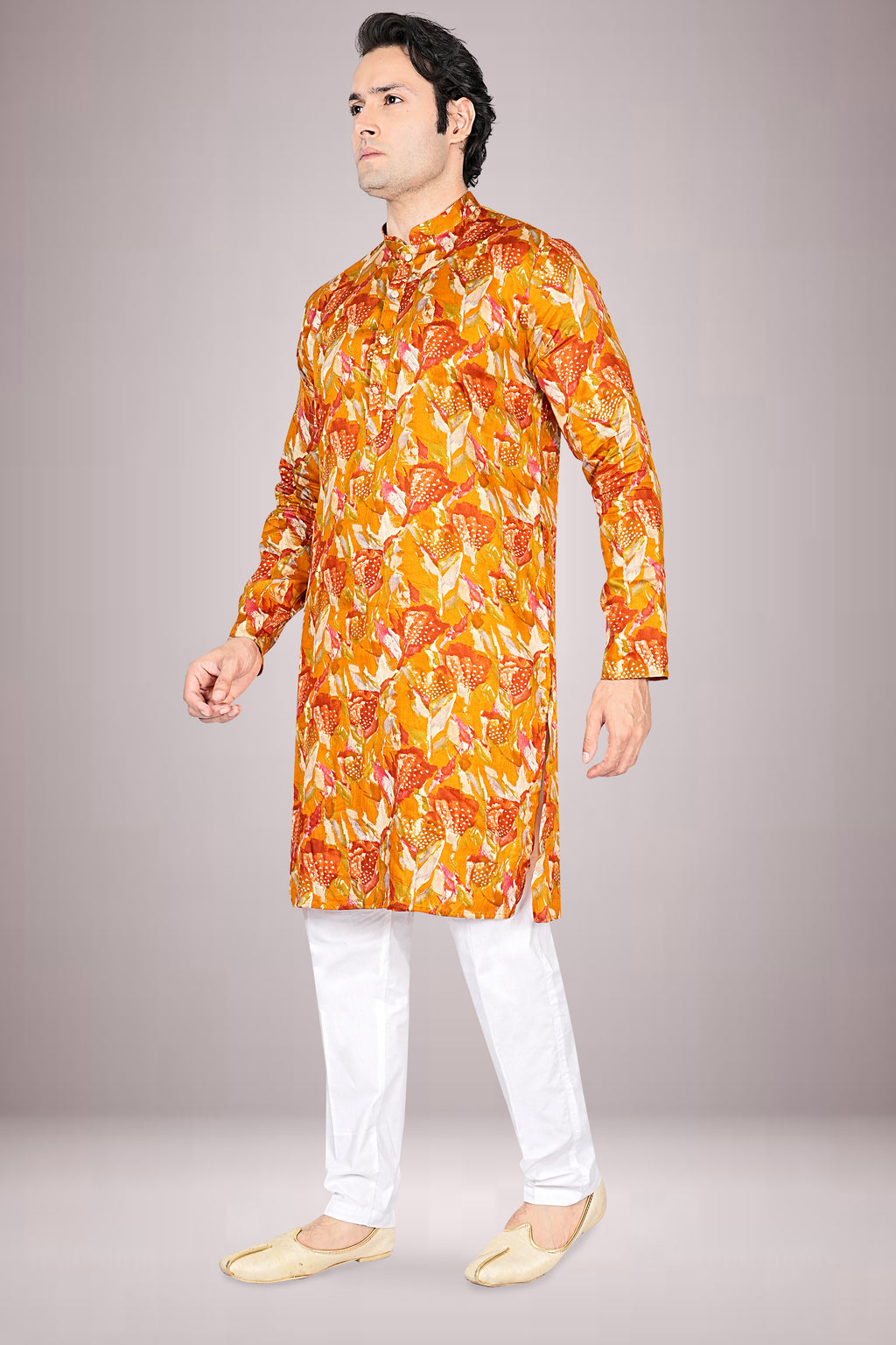 "Day to festive Night Abstract Floral Kurta in Vibrant Cotton Print"