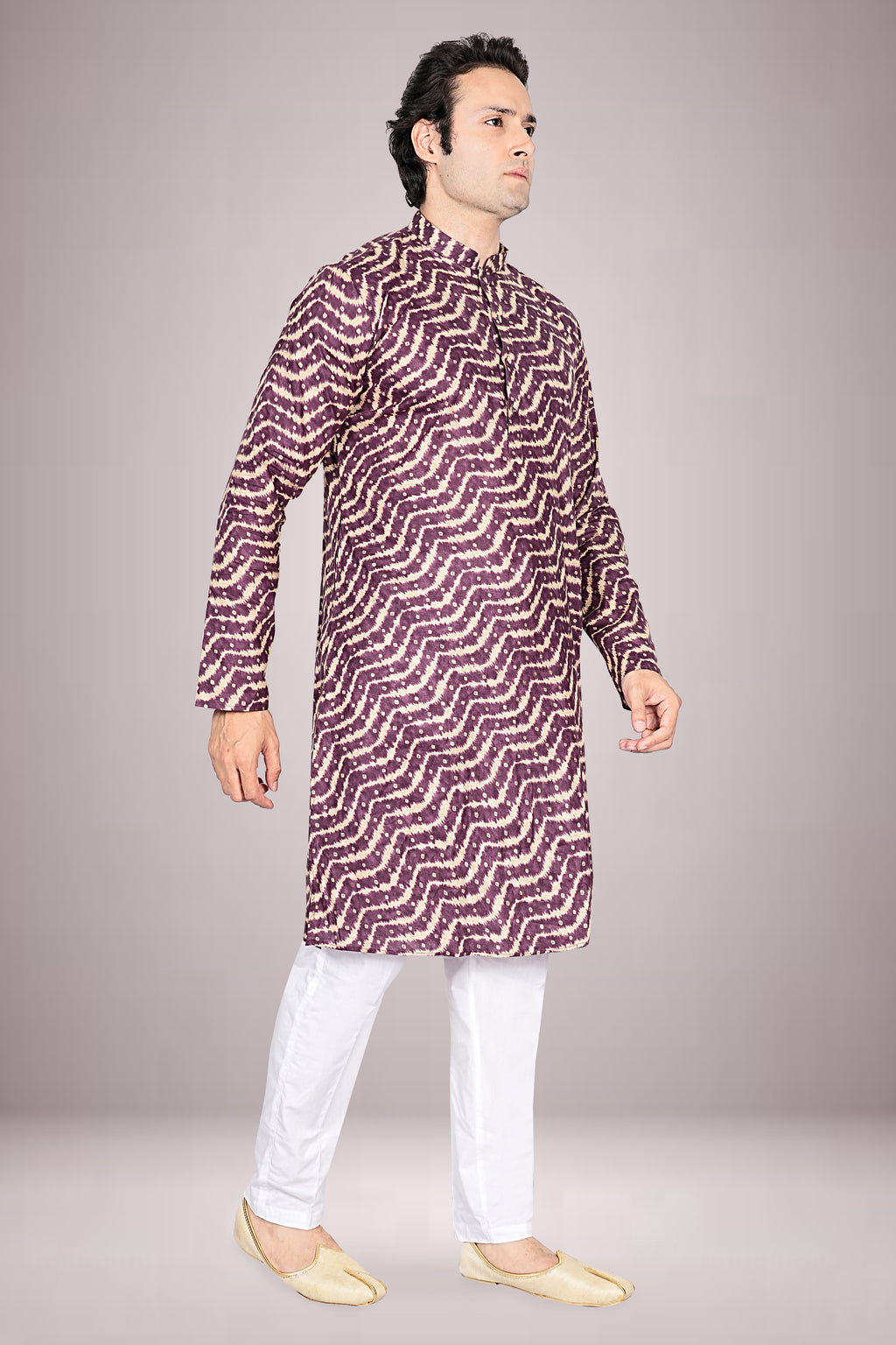 "Elegant Lehariya Bandhani Printed Kurta for Workday to Worship"