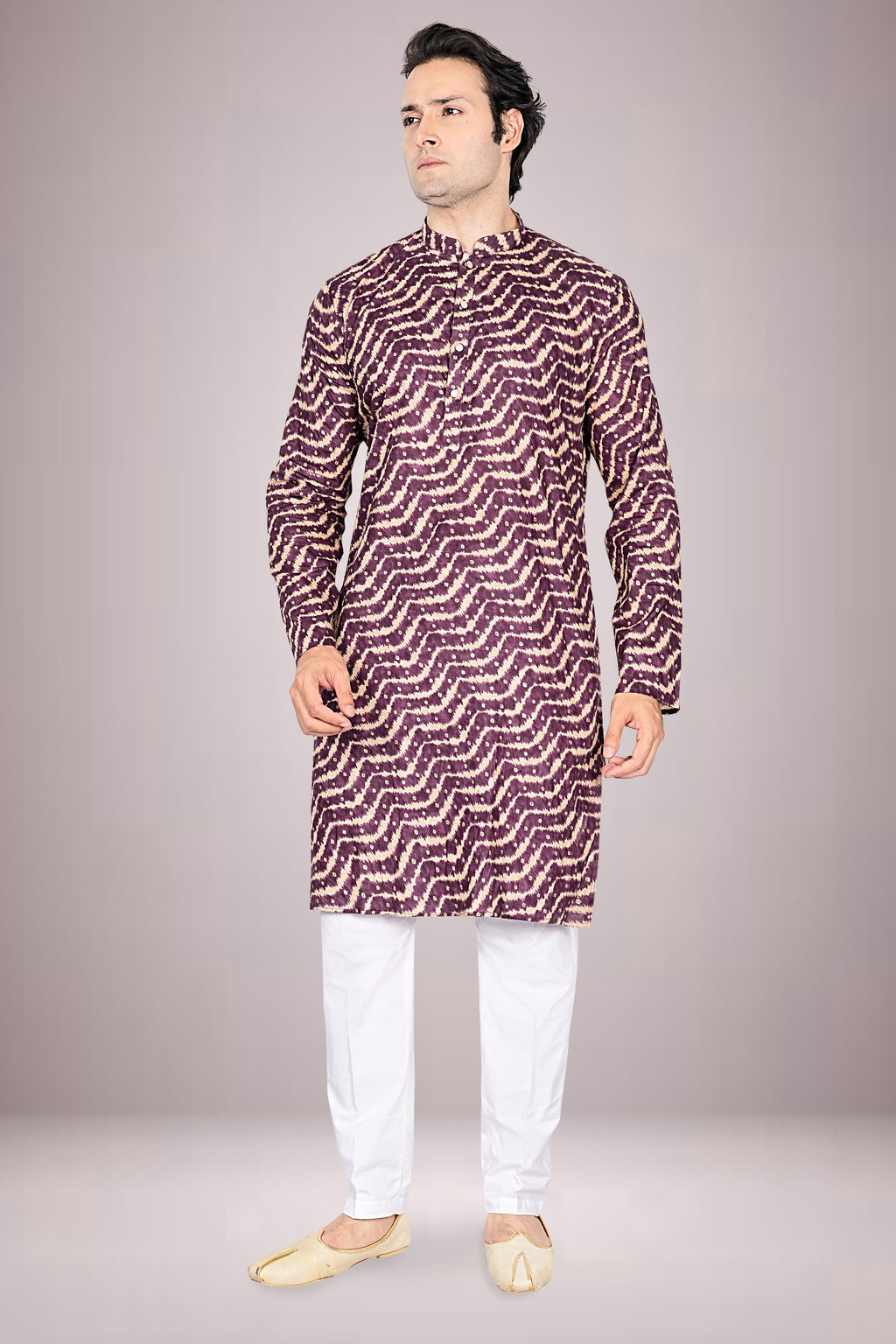"Elegant Lehariya Bandhani Printed Kurta for Workday to Worship"