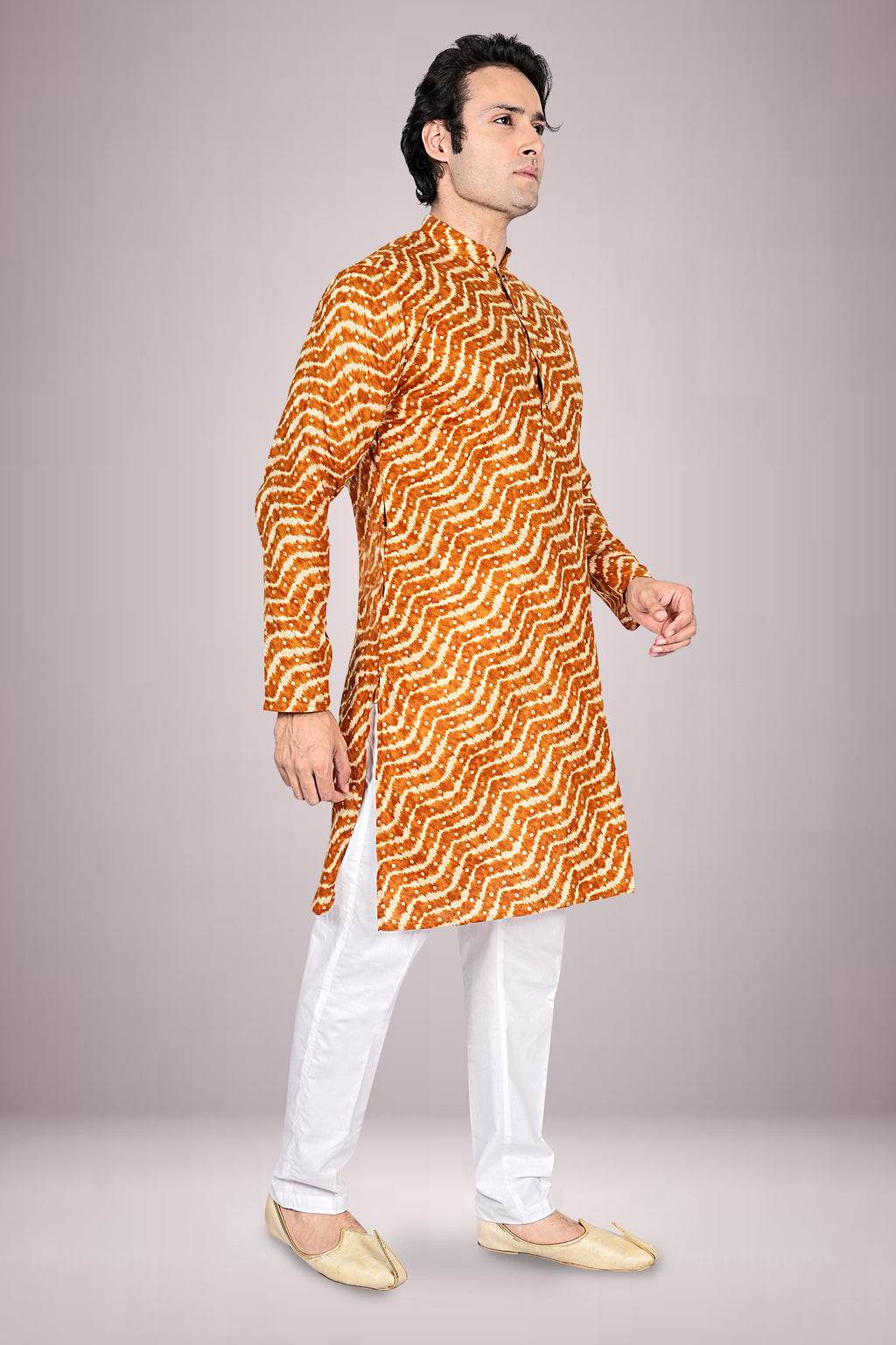"Breathable Lehariya Bandhani Cotton Kurta for Everyday Elegance"