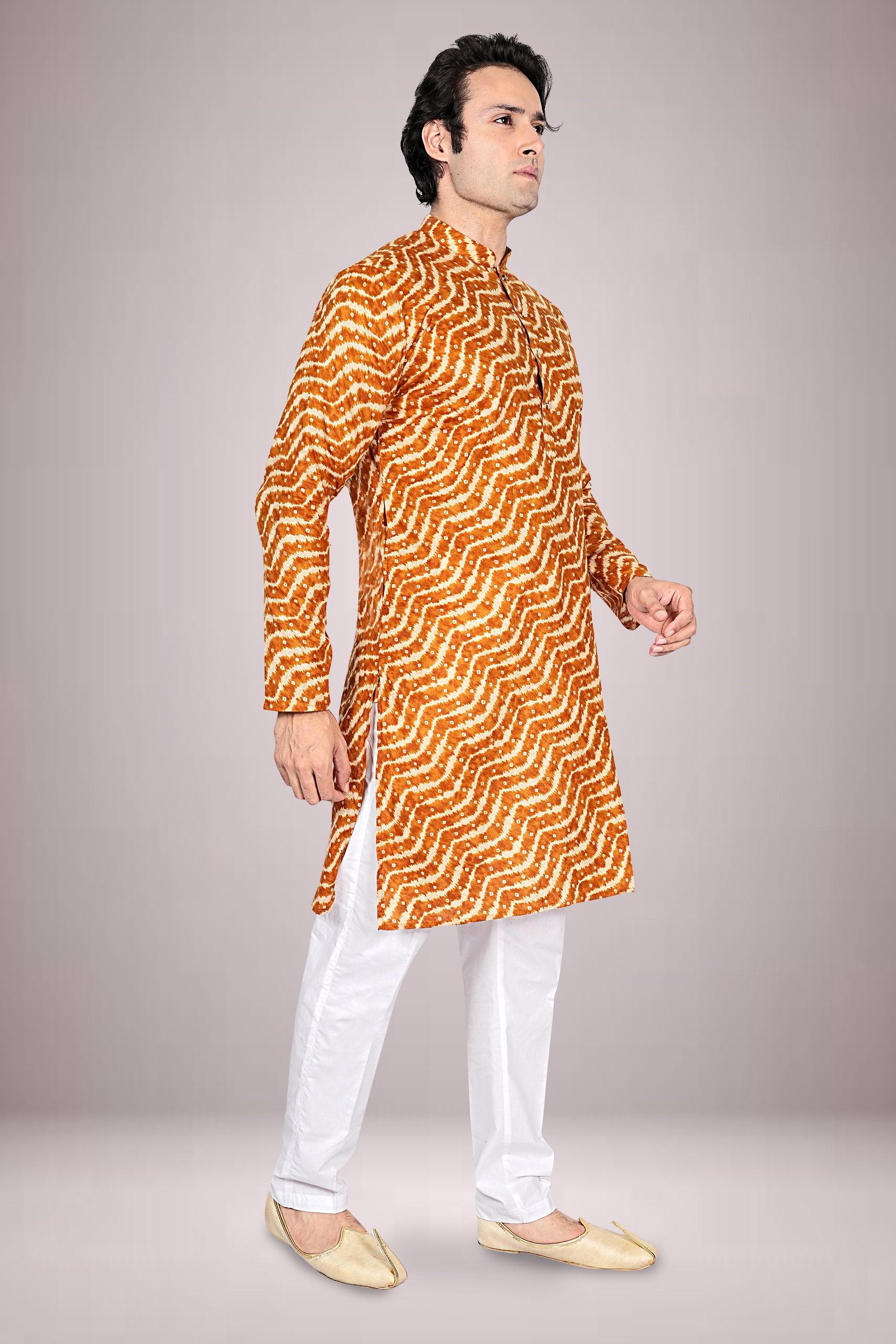 "Breathable Lehariya Bandhani Cotton Kurta for Everyday Elegance"