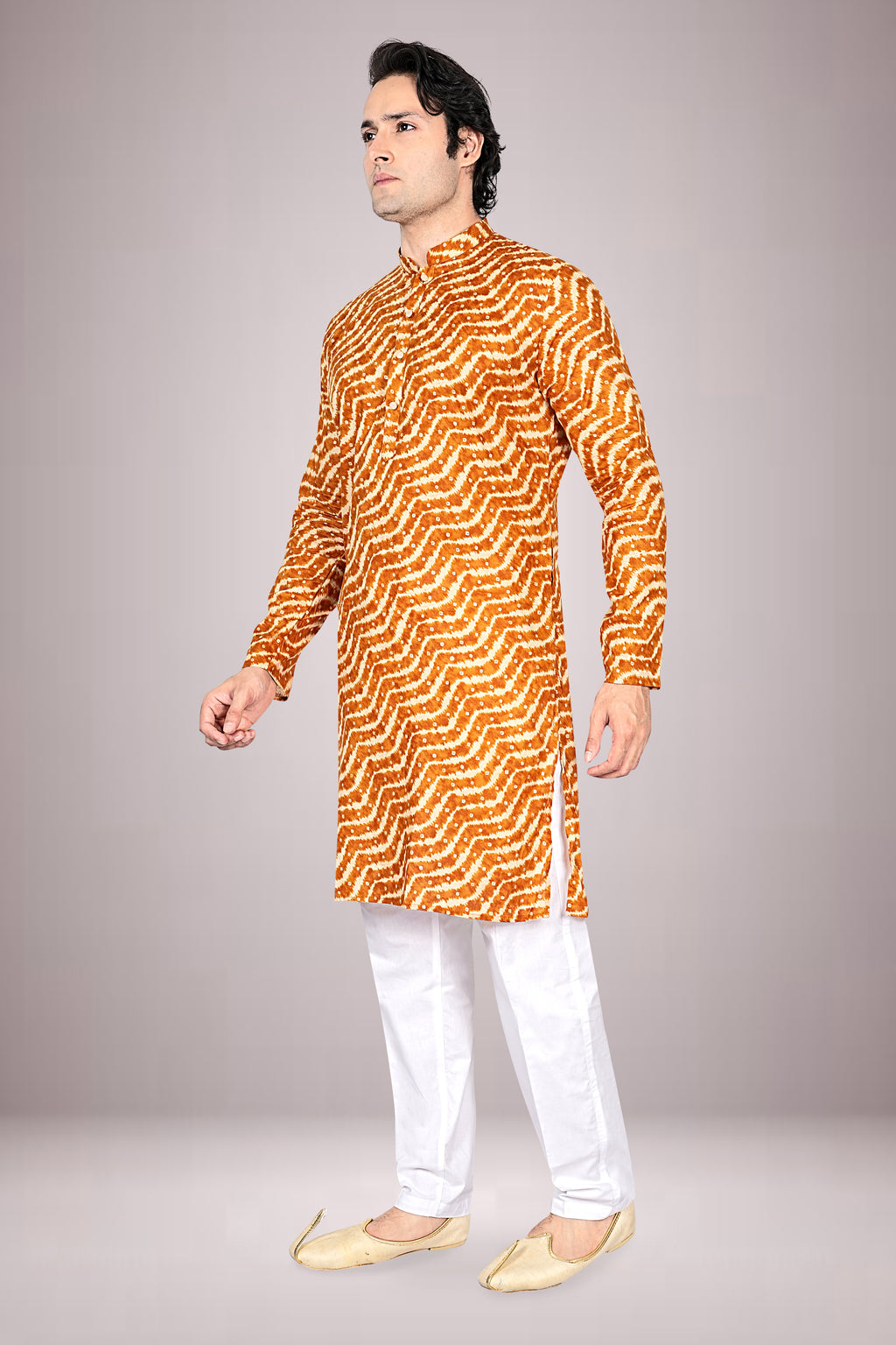 "Breathable Lehariya Bandhani Cotton Kurta for Everyday Elegance"