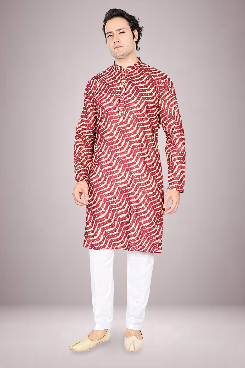 "Timeless Lehariya Bandhani Printed Kurta for Men - Navratri to Normal Days"