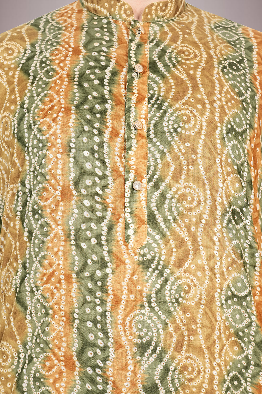 "Subtle Festive Lehariya Bandhani Printed Kurta for the Everyday Gentleman"