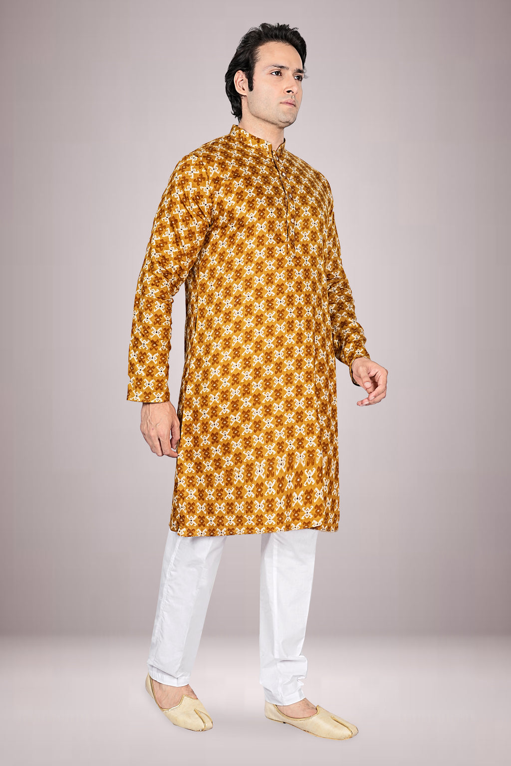 "Traditional Patola Printed Kurta for Men - Ideal for Raksha Bandhan & Family Events"