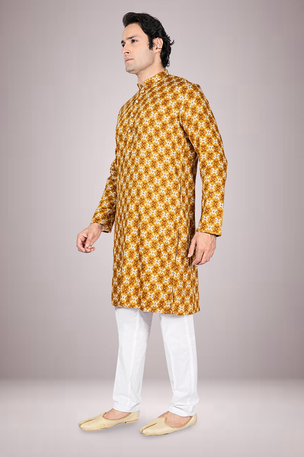 "Traditional Patola Printed Kurta for Men - Ideal for Raksha Bandhan & Family Events"
