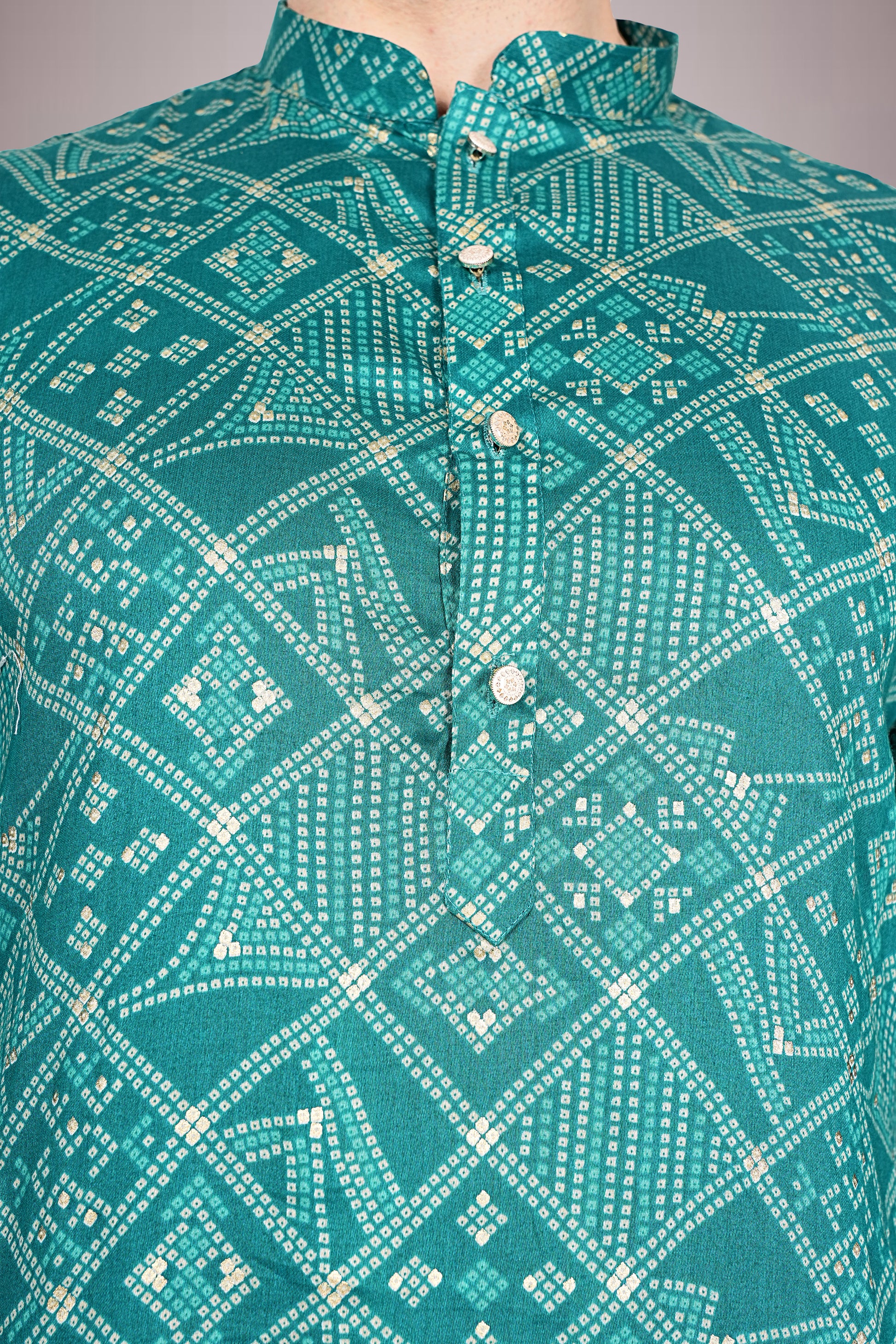 "Bandhani Printed Cotton Kurta for Men - Perfect for Indian Festivals"