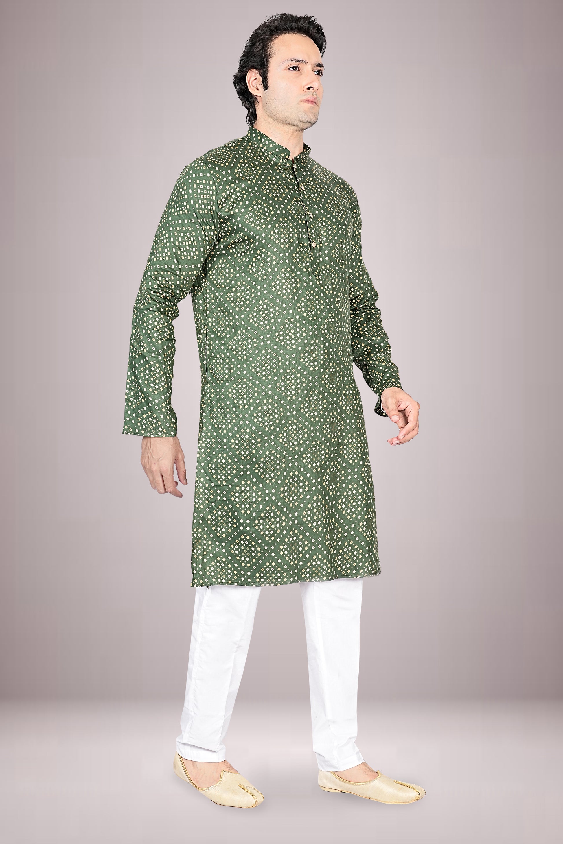 "Men's Bandhani Kurta in Pure Cotton - Traditional Yet Modern"