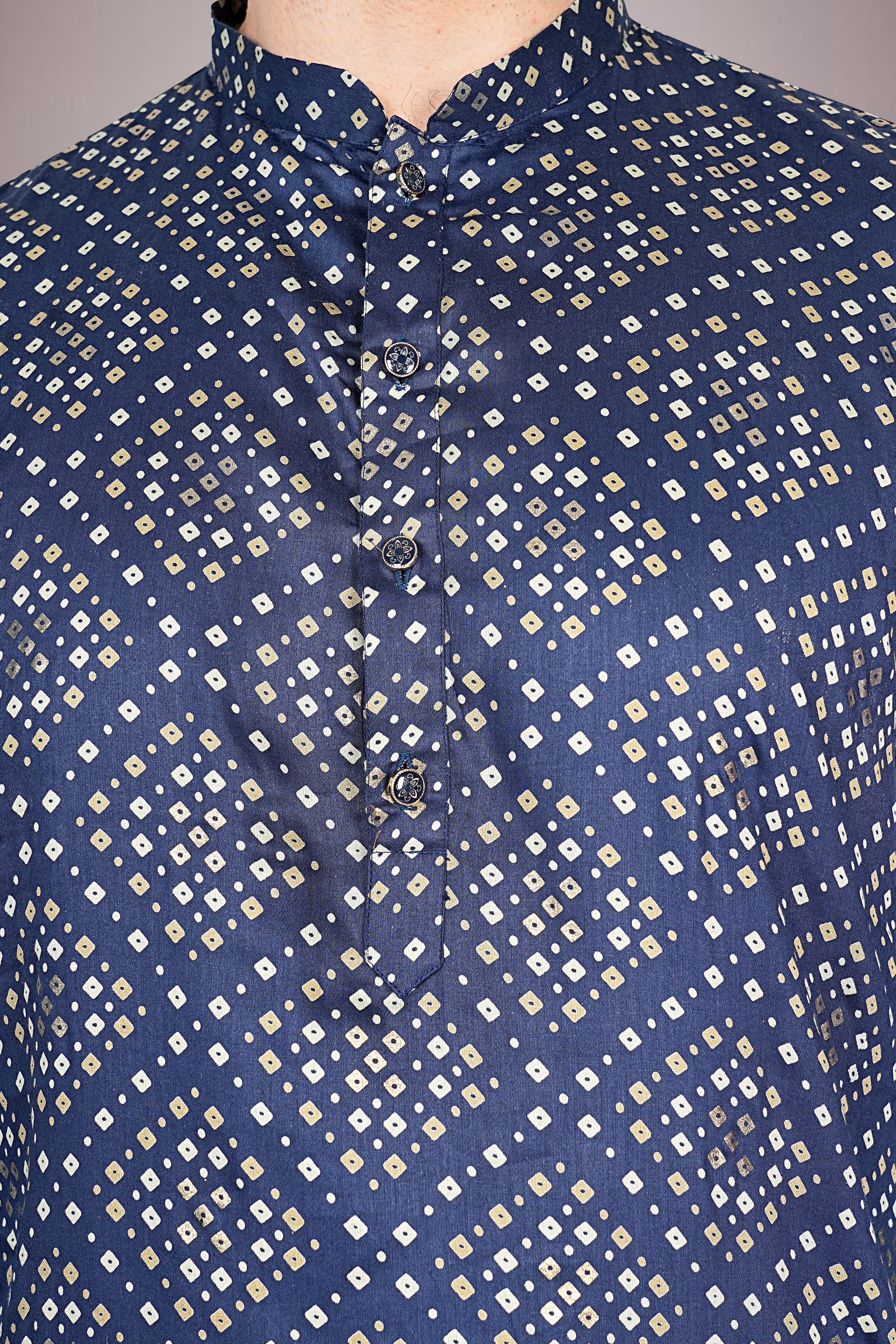 "Premium Men's Printed Bandhani Kurta in Soft Cotton Fabric"