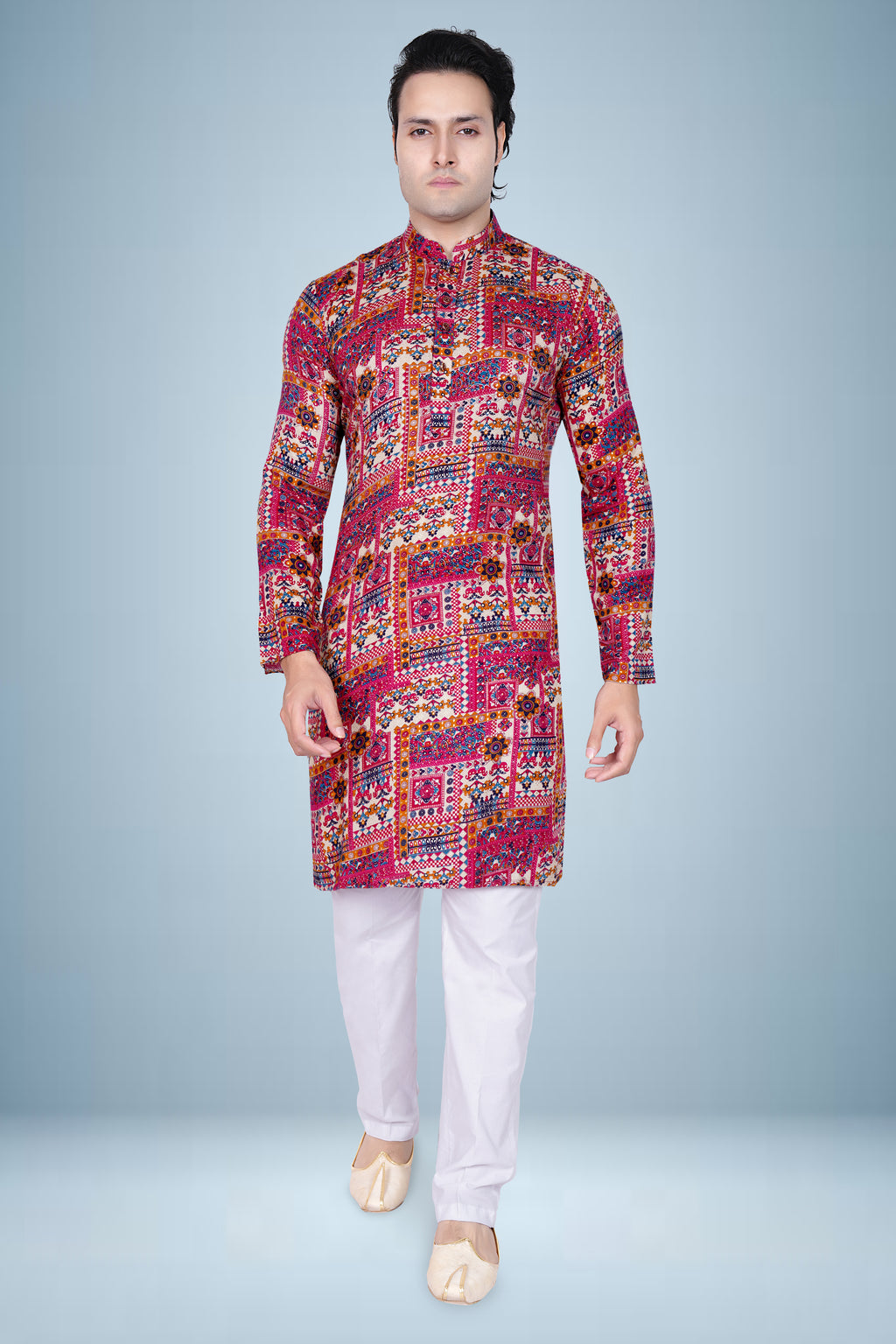 "Floral Vintage Rayon Print Kurta - Lightweight Summer Style"