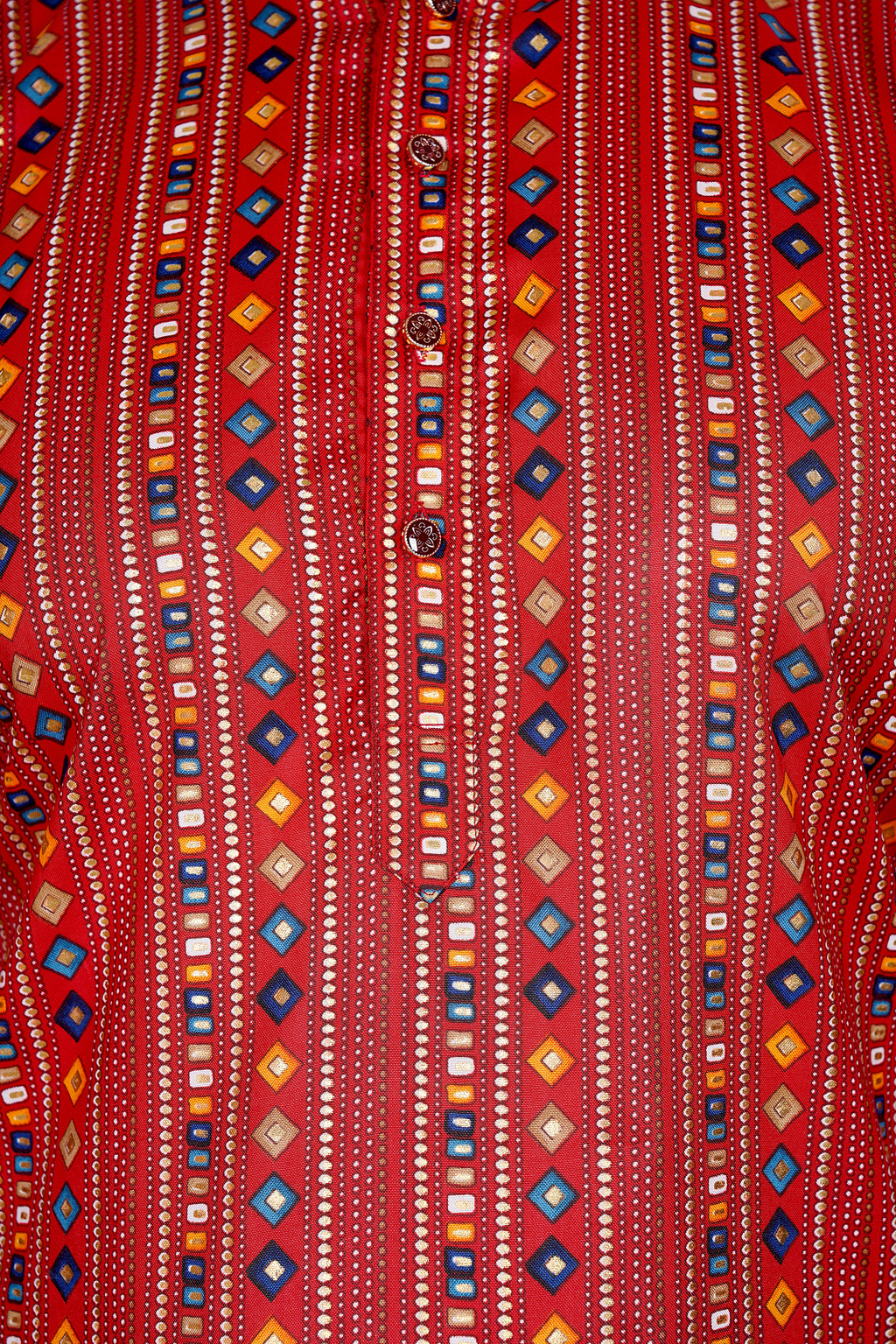 "Men's Printed Kurta in Multicolor Diamond Stripe - Cotton Comfort"