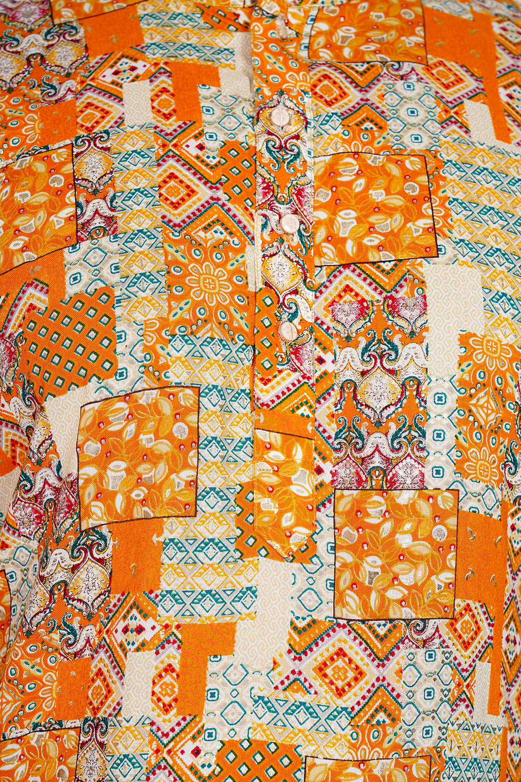 "Orange Multicolor Patchwork Rayon Print Kurta for Men - Navratri Special"