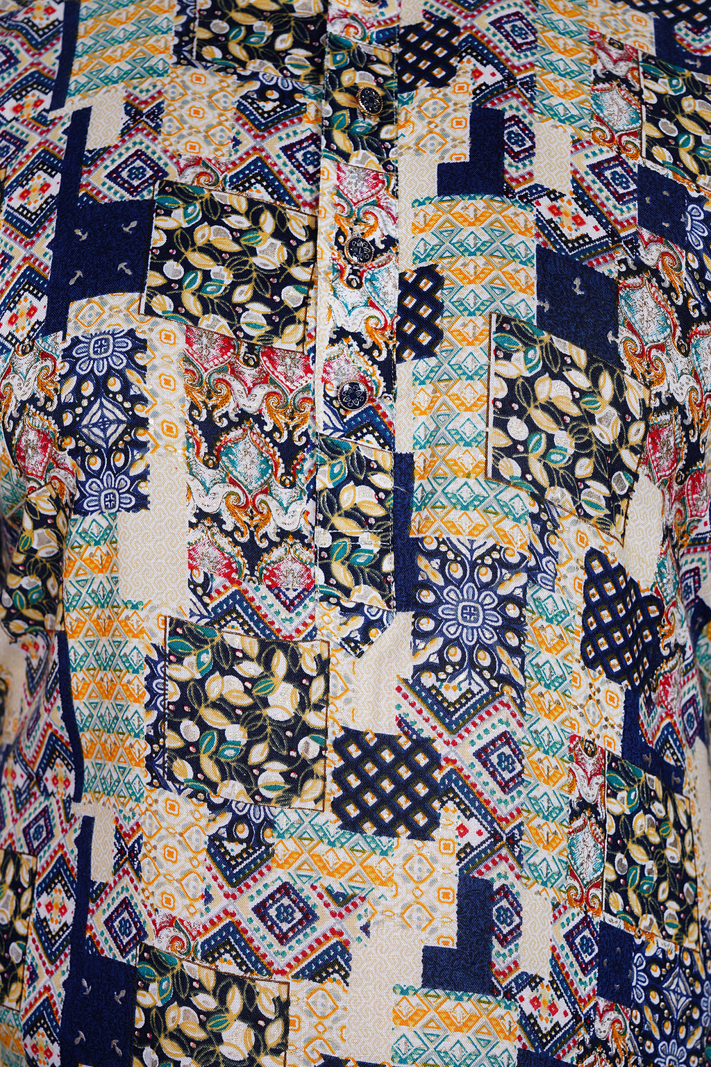 "Navy Blue &  Cream Patch Print Kurta for Men - Diwali Kurta"