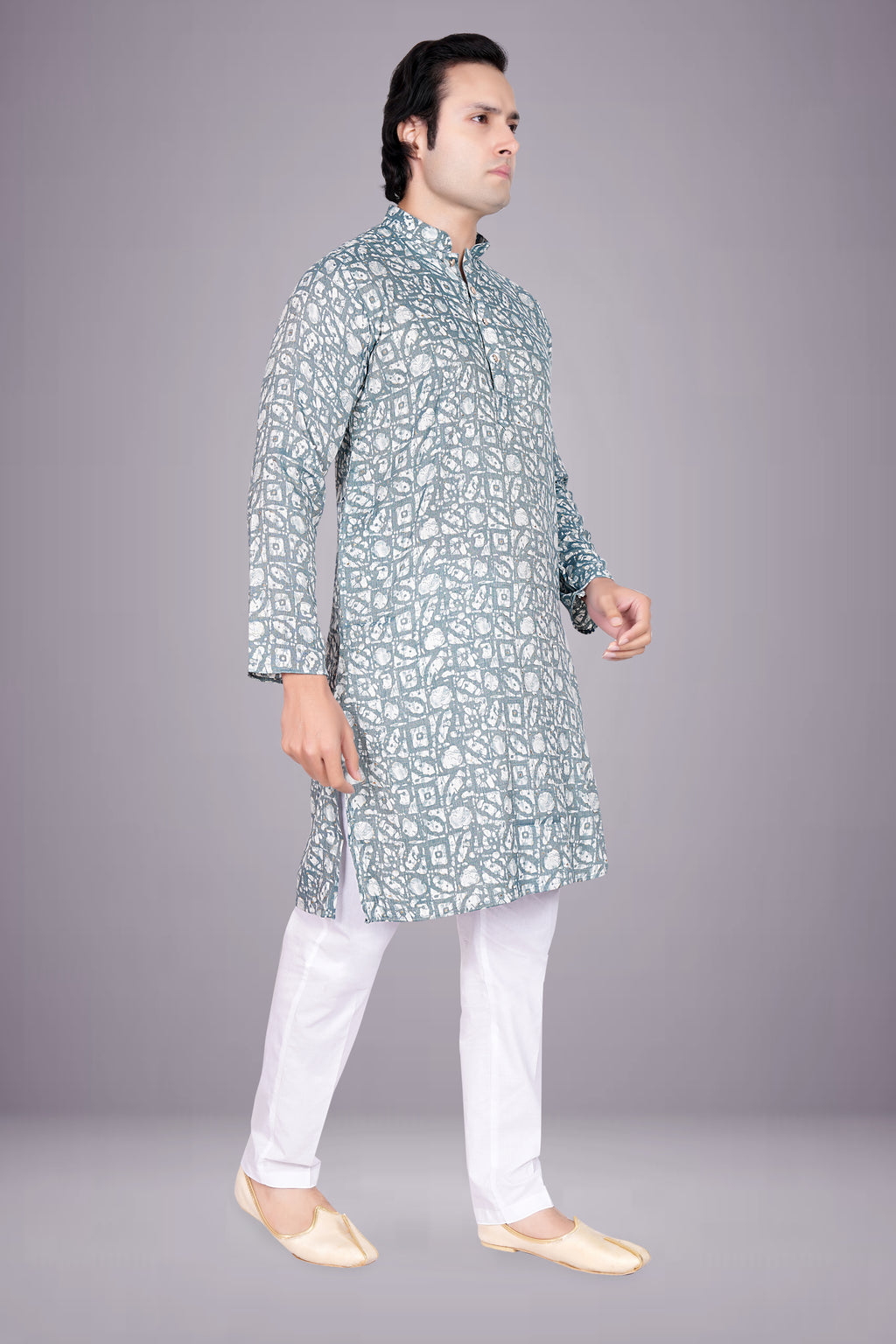 "Men's Cotton Batik Printed Kurta - Festive & Ethnic Wear"