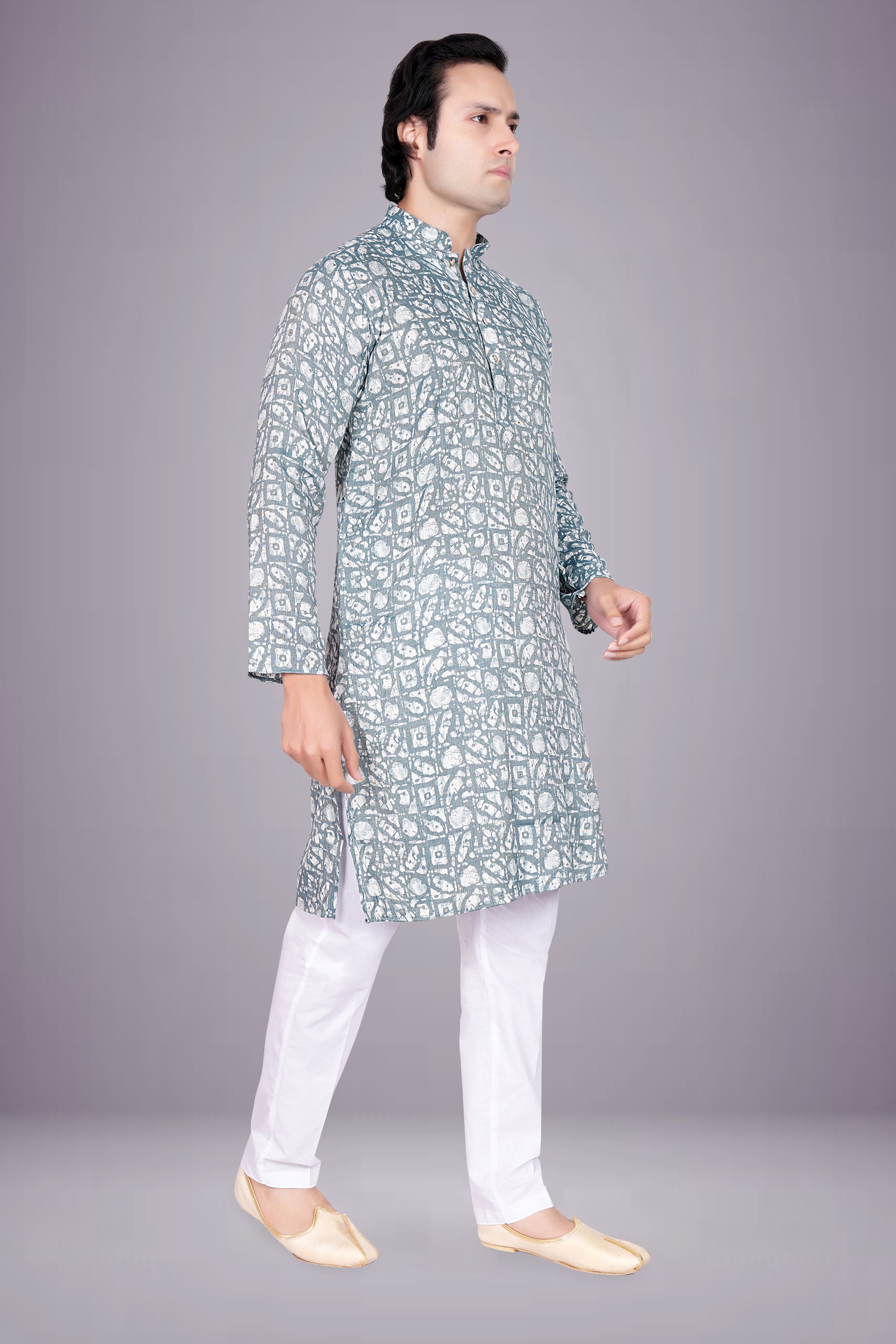 "Men's Cotton Batik Printed Kurta - Festive & Ethnic Wear"