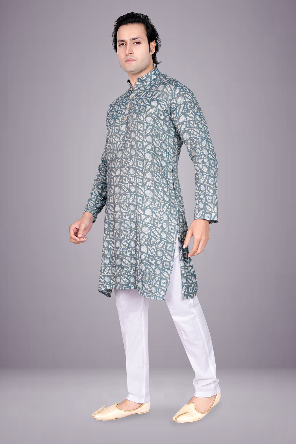 "Men's Cotton Batik Printed Kurta - Festive & Ethnic Wear"