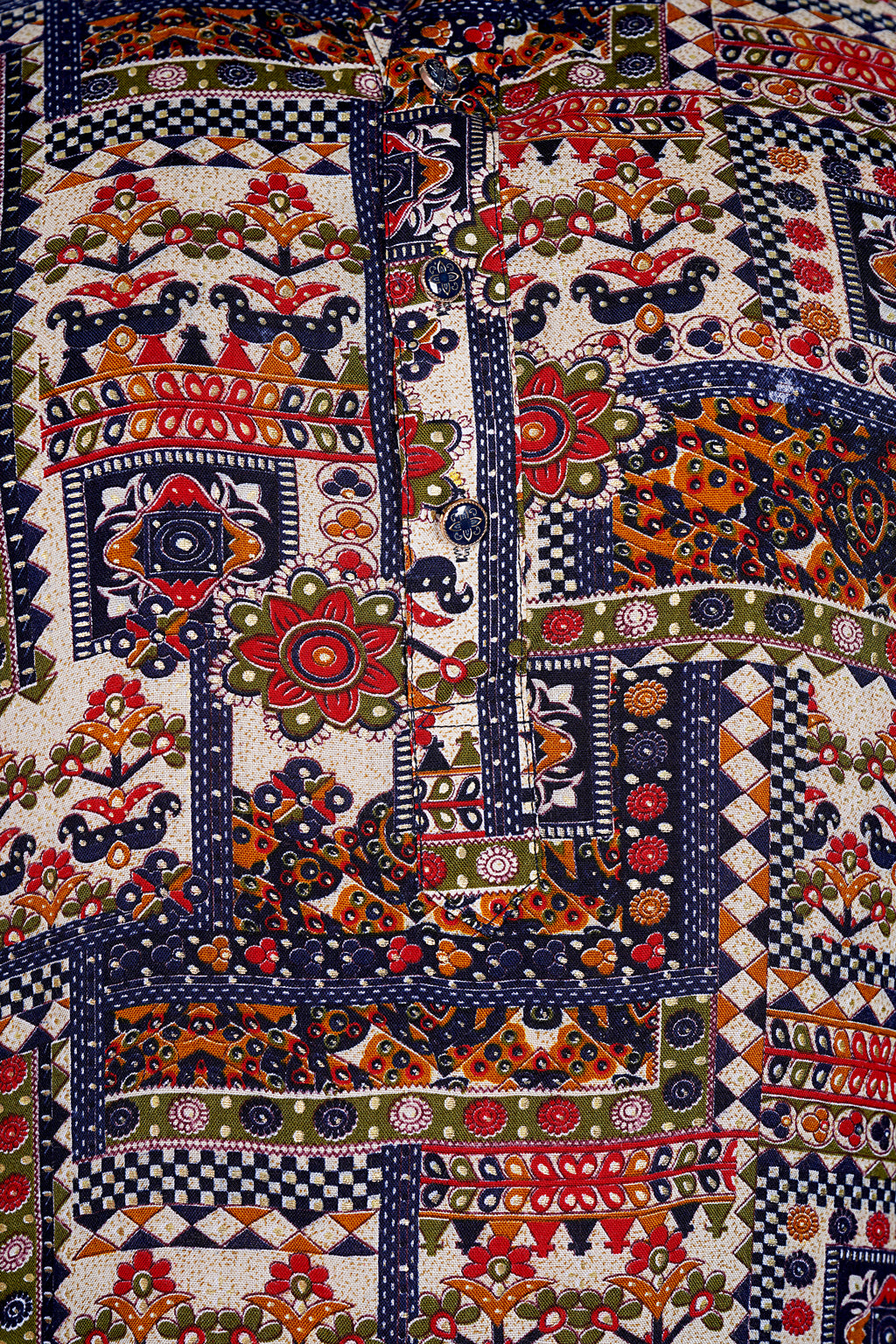 "Men's Multicolor Patchwork Print Kurta - Festive & Traditional Indian Ethnic Wear"