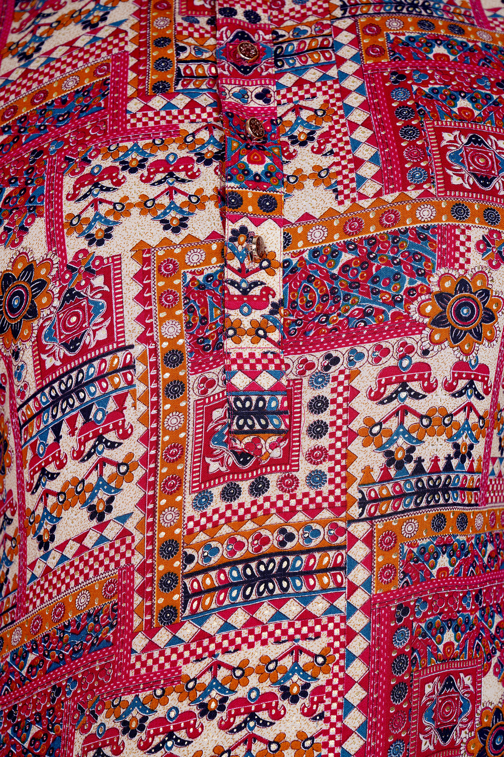 "Floral Vintage Rayon Print Kurta - Lightweight Summer Style"