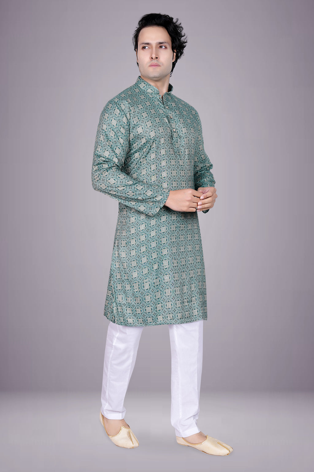 "Men's Patola Print Kurta - Traditional Indian Ethnic Wear"