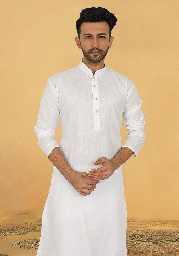 Cotton Blend Pearl White Kurta