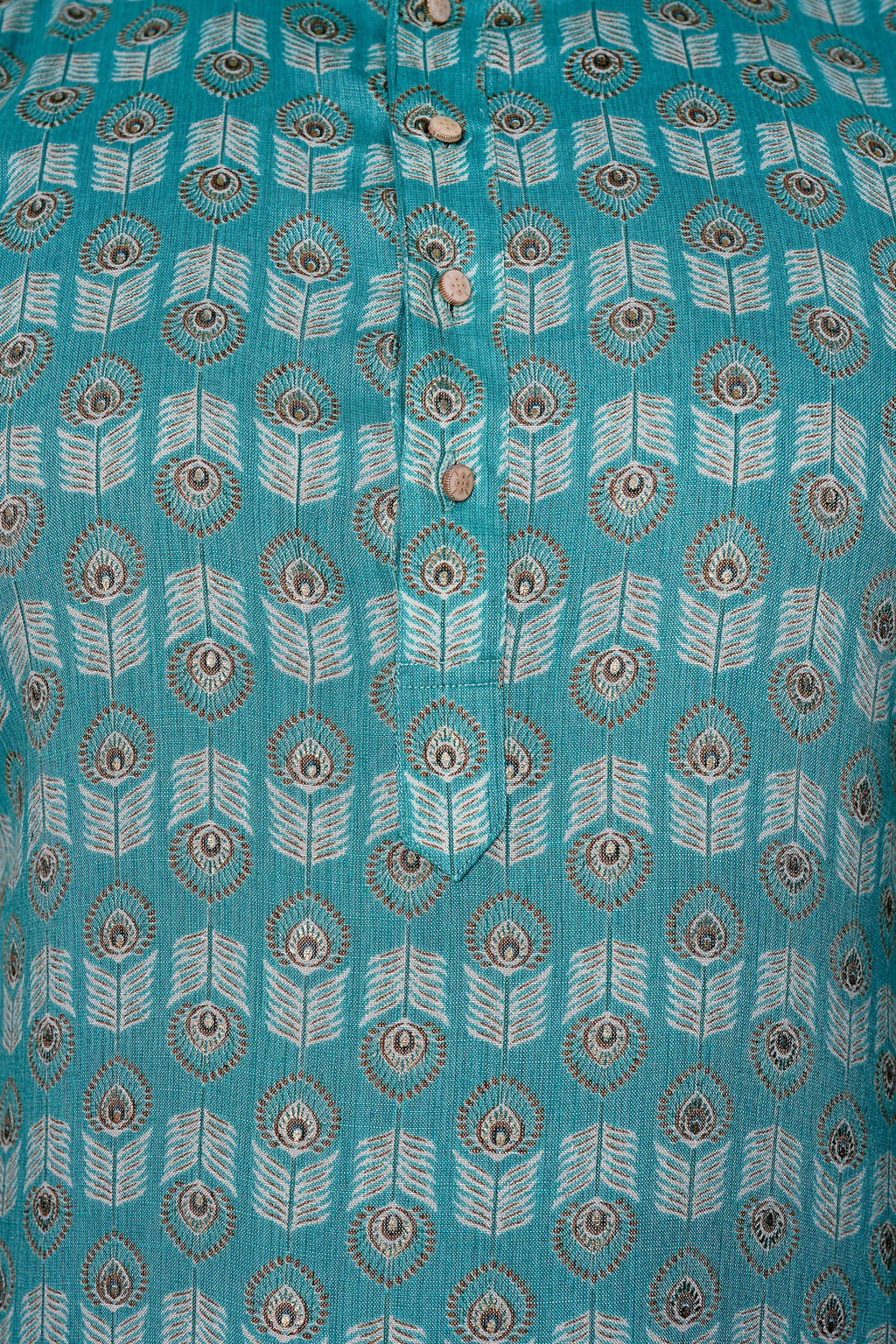 "Heritage & Comfort Blend Ethnic - Inspired Peacock Wings Print Kurta"