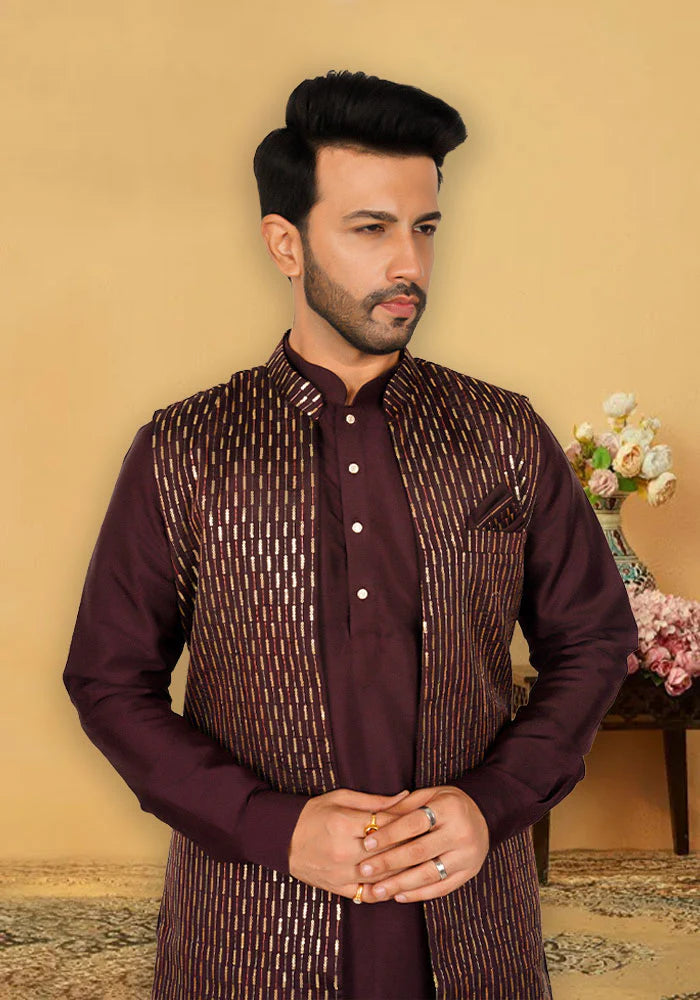 Wine Sherwani